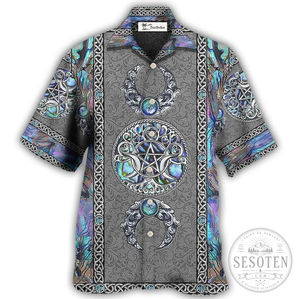 Wicca Mystery Spirit Triple Moon Witch Hawaiian Shirt