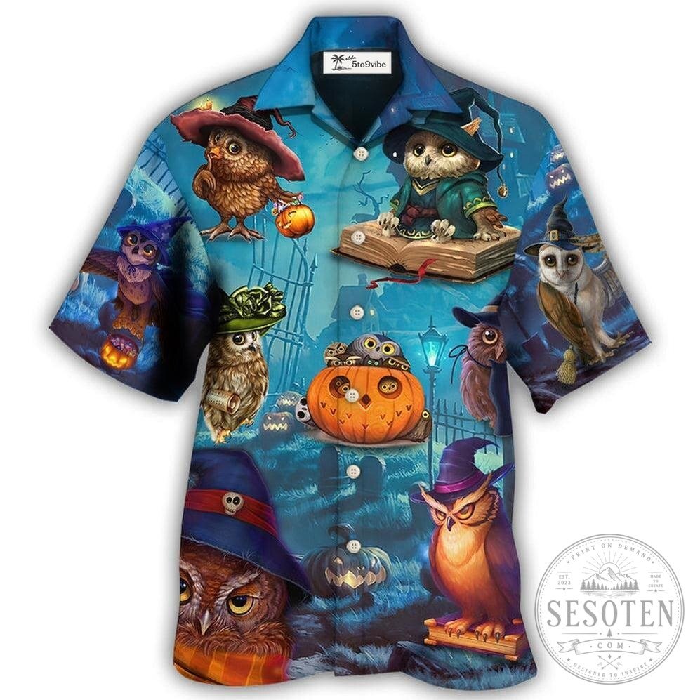 Halloween Owl Witch Sky Night Hawaiian Shirt