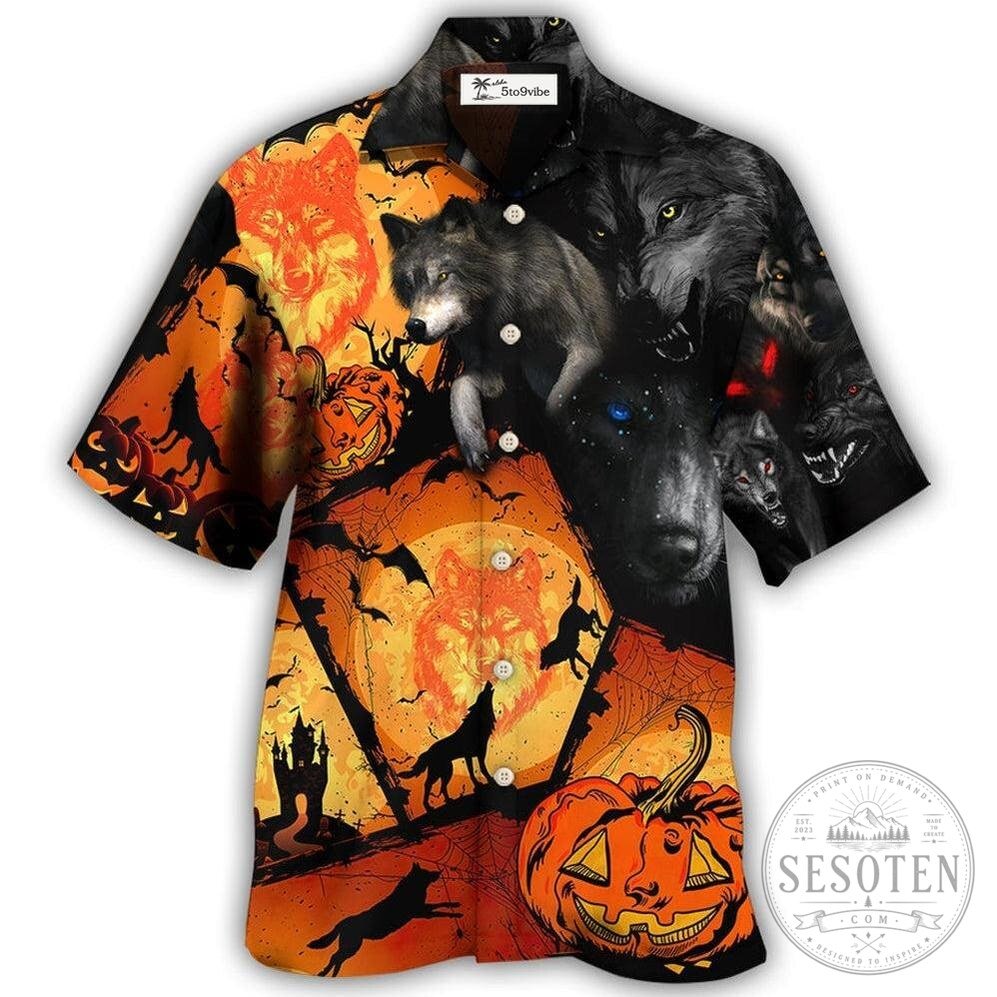 Halloween Wolf Pumpkin Scary Night Hawaiian Shirt