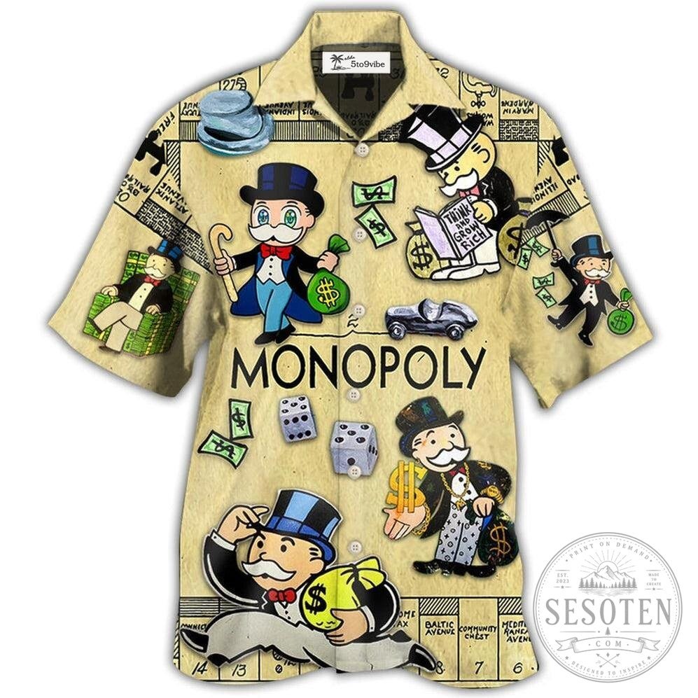 Monopoly Board Game Characters Money Rich Hawaiian Shirt
