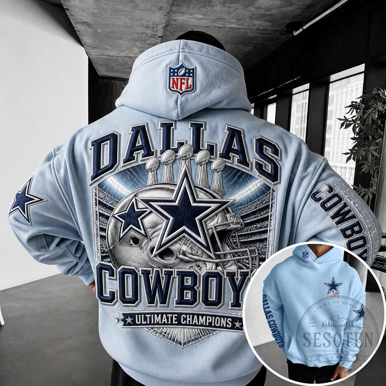 Dallas Cowboys NFL Ultimate Champions Light Blue Hoodie