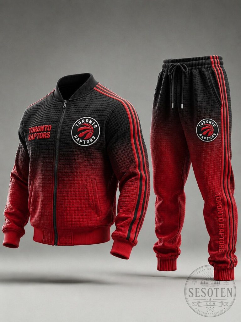 Toronto Raptors Basketball Team Black Red Quilted Tracksuit Jacket and Pants 19 Toronto Raptors Basketball Team Black Red Quilted Tracksuit Jacket and Pants