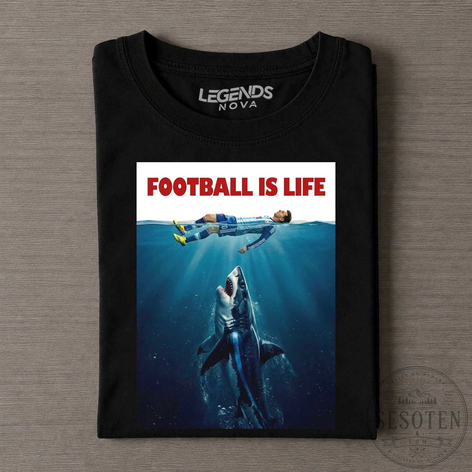 Lionel Messi Football Is Life Shark Attack Soccer Fan T-Shirt