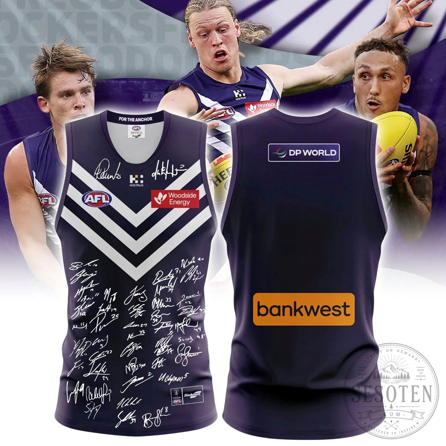 Fremantle Dockers Football Club 2026 Squad Signed Home Guernsey Jersey