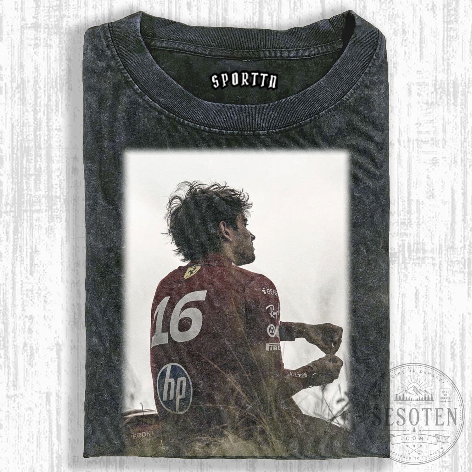 Charles Leclerc Formula 1 Racing Driver Portrait T-Shirt