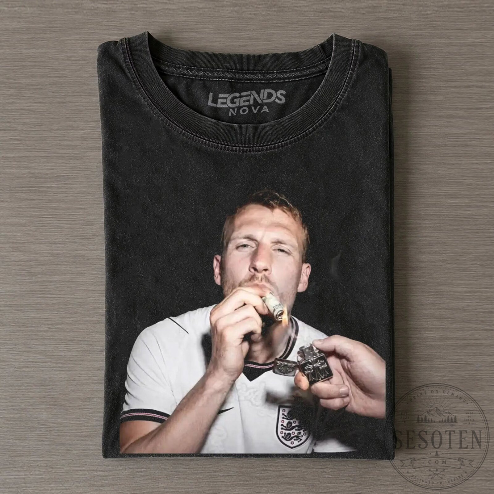 Harry Kane England Footballer Smoking Money Cigar Funny Black T-Shirt