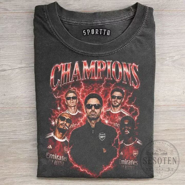 Arsenal Football Club Premier League Champions Retro Style T-Shirt