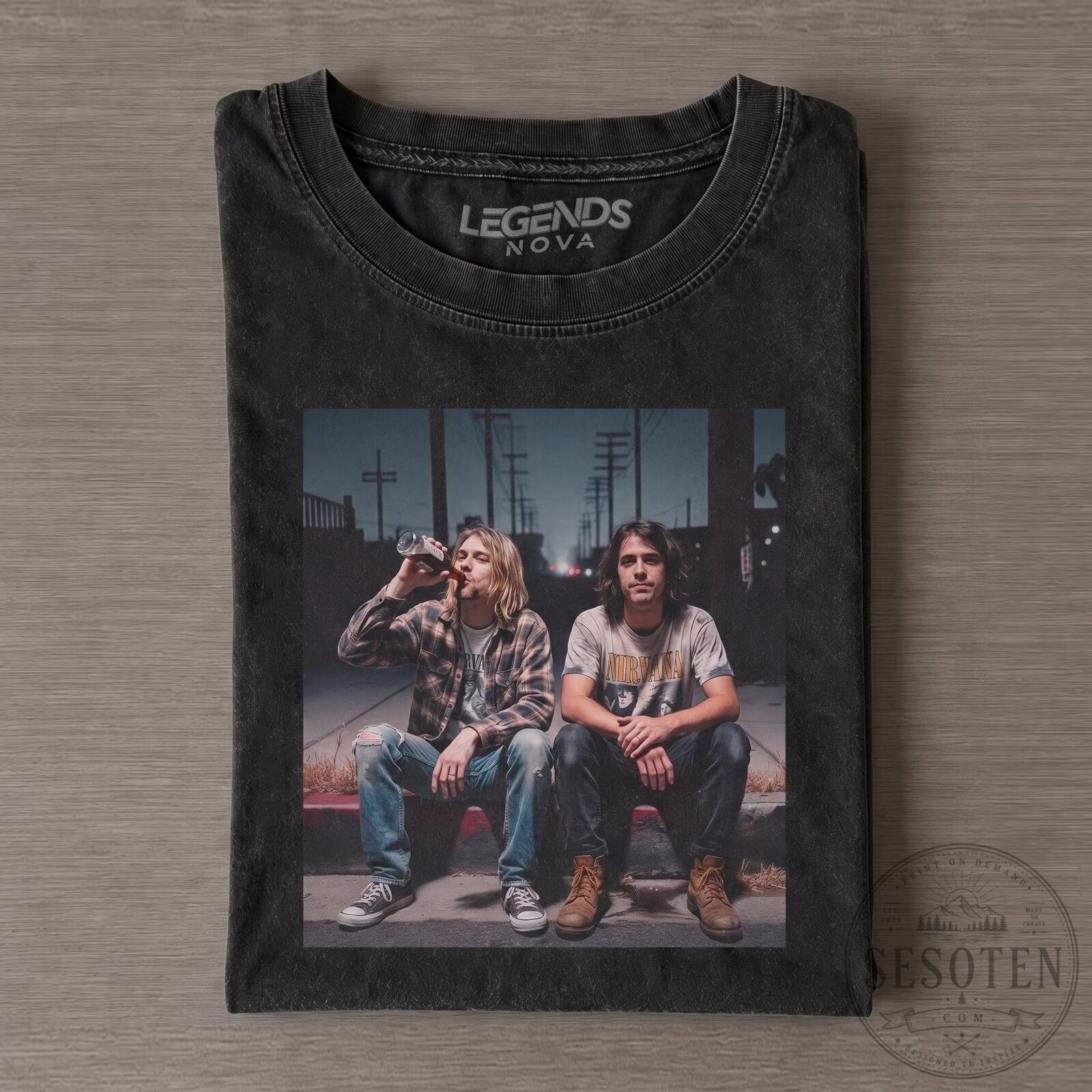 Nirvana Kurt Cobain Dave Grohl Vintage Style Band T-Shirt