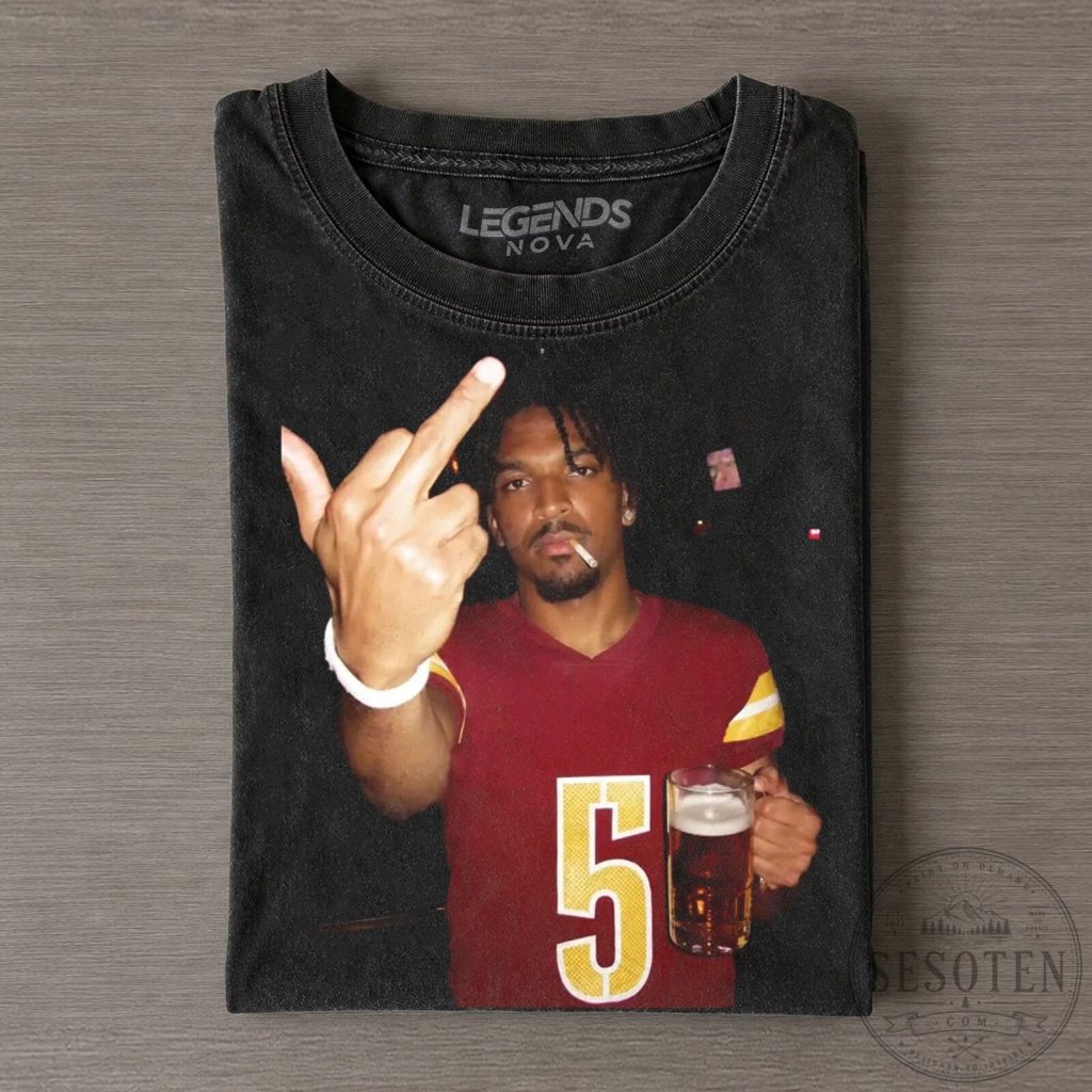 JD5 After Hours Middle Finger Football Player Black Graphic T-Shirt JD5 After Hours Middle Finger Football Player Black Graphic T-Shirt