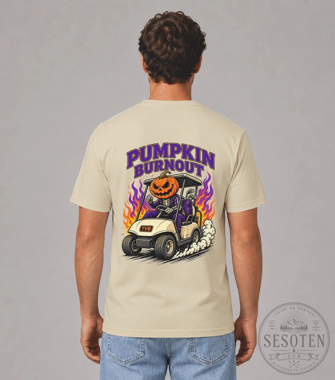 Pumpkin Burnout Golf Club Halloween Jack-O-Lantern Golf Cart T-Shirt 12 Pumpkin Burnout Golf Club Halloween Jack-O-Lantern Golf Cart T-Shirt