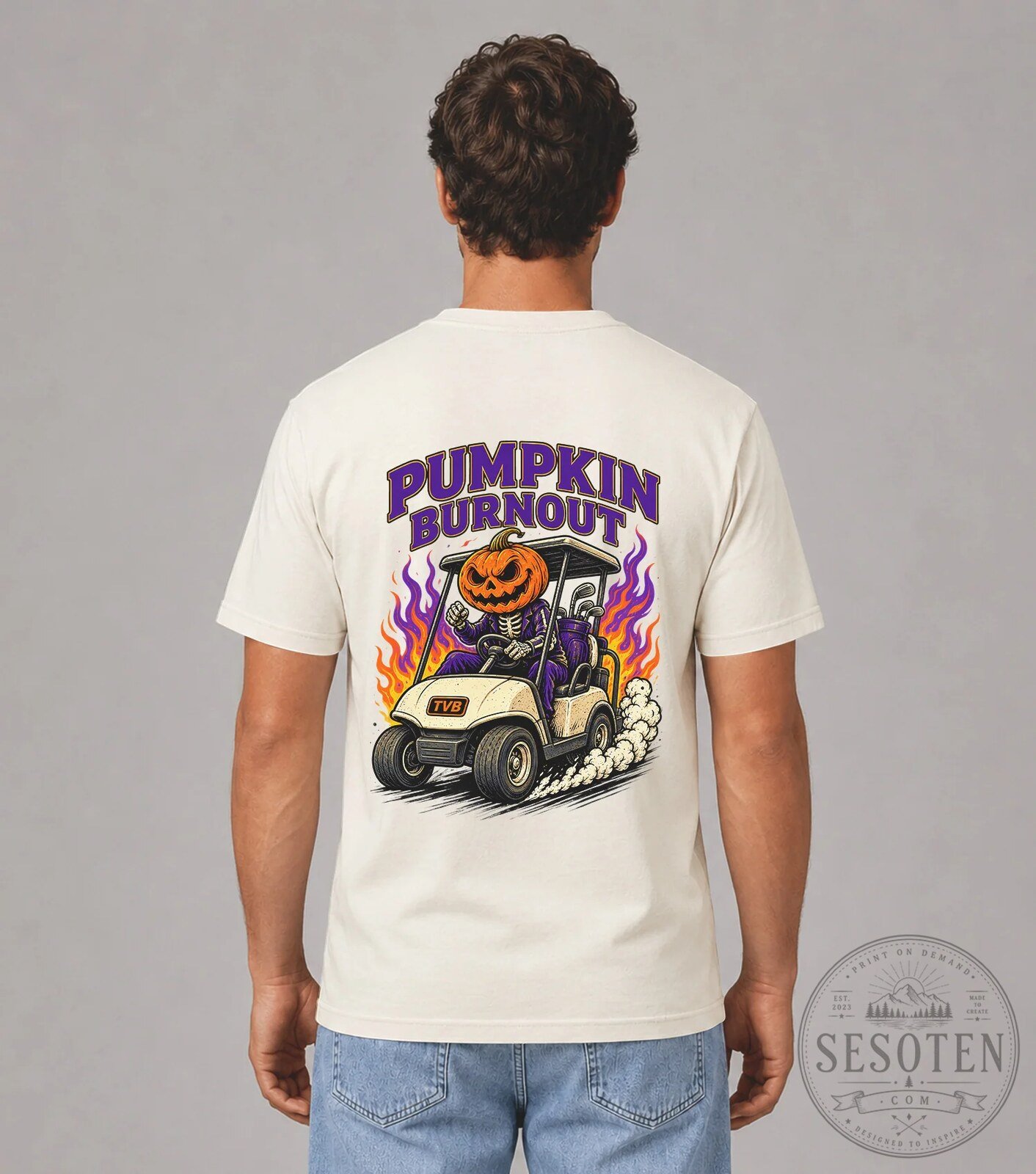 Pumpkin Burnout Golf Club Halloween Jack-O-Lantern Golf Cart T-Shirt 15 Pumpkin Burnout Golf Club Halloween Jack-O-Lantern Golf Cart T-Shirt