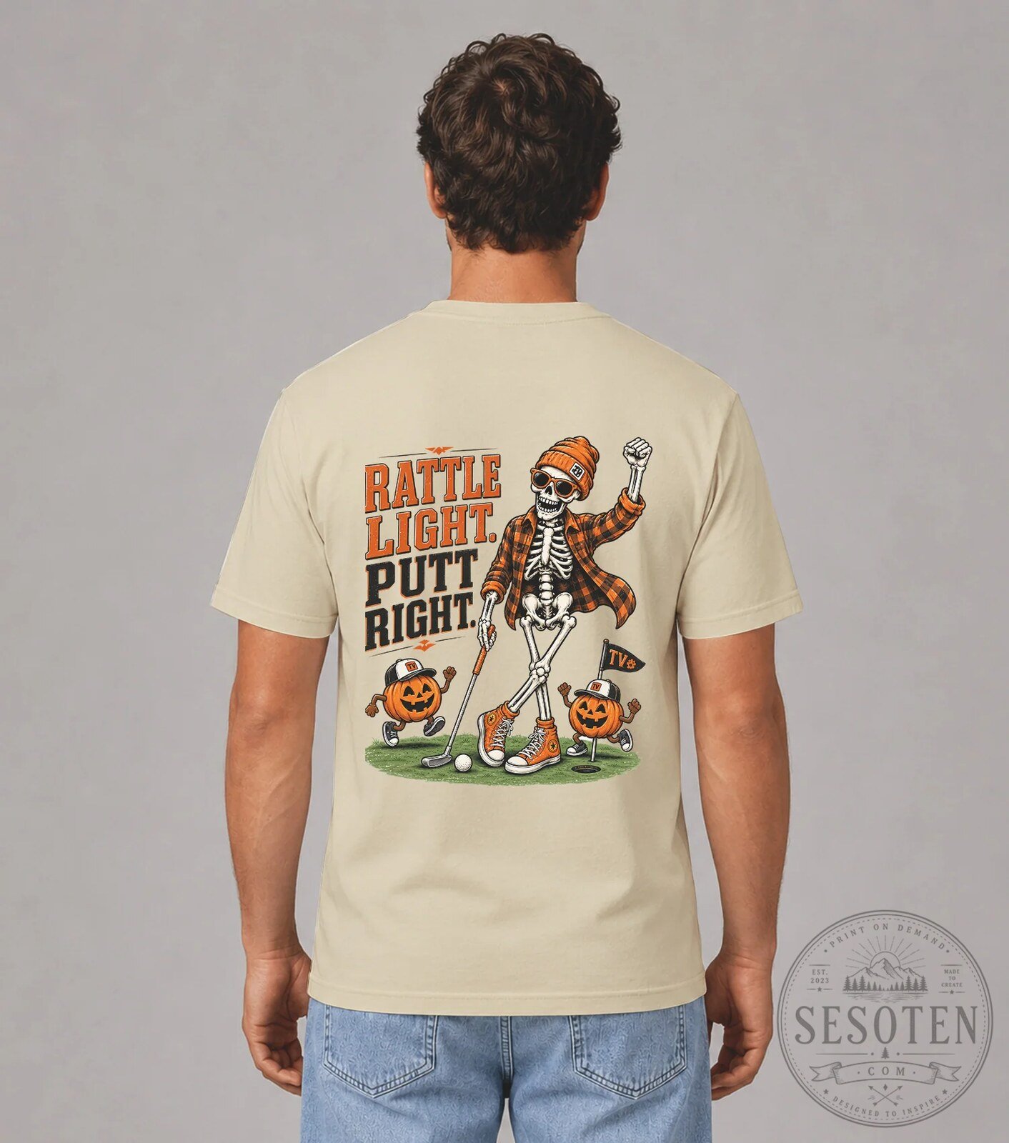 Halloween Skeleton Golfer Rattle Light Putt Right Golf T-Shirt 12 Halloween Skeleton Golfer Rattle Light Putt Right Golf T-Shirt
