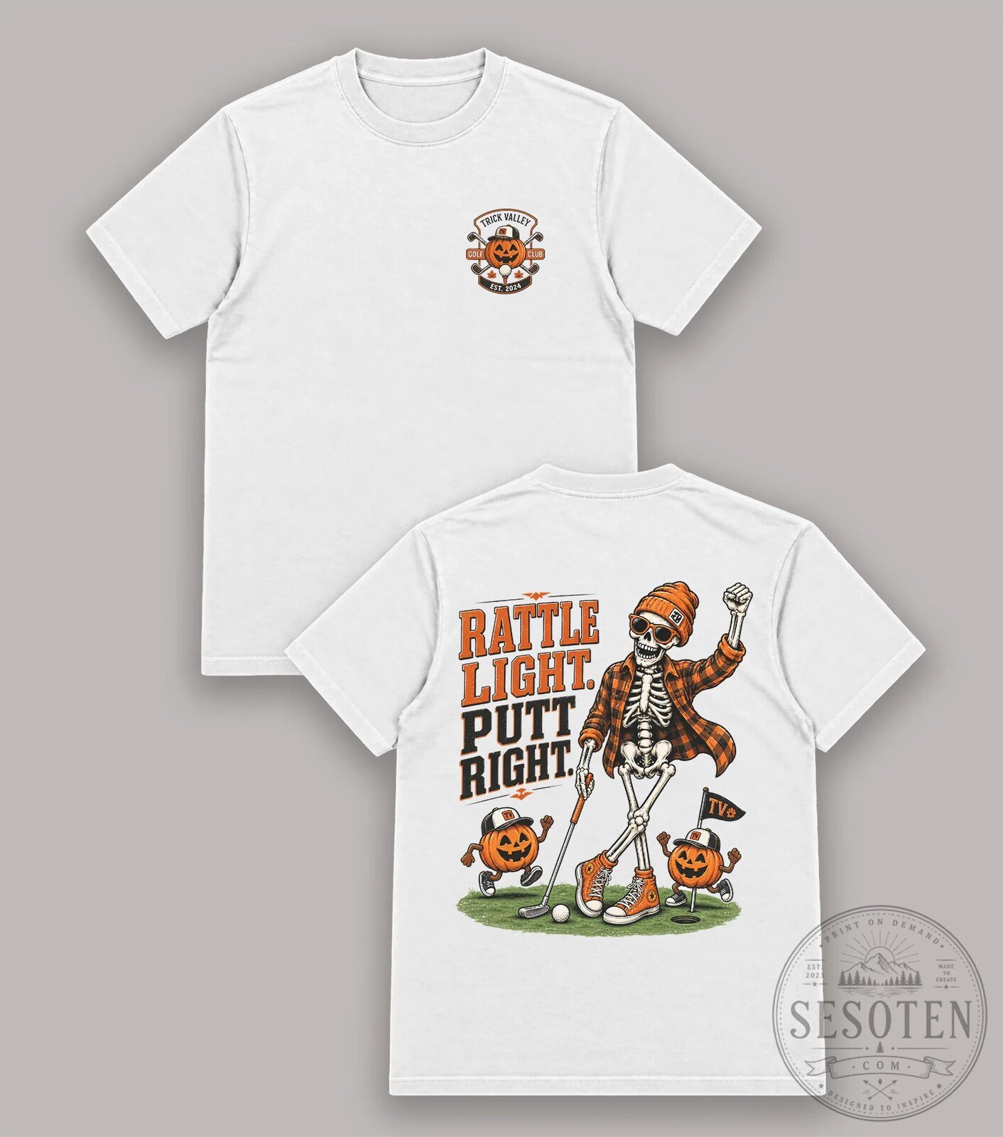Halloween Skeleton Golfer Rattle Light Putt Right Golf T-Shirt 13 Halloween Skeleton Golfer Rattle Light Putt Right Golf T-Shirt