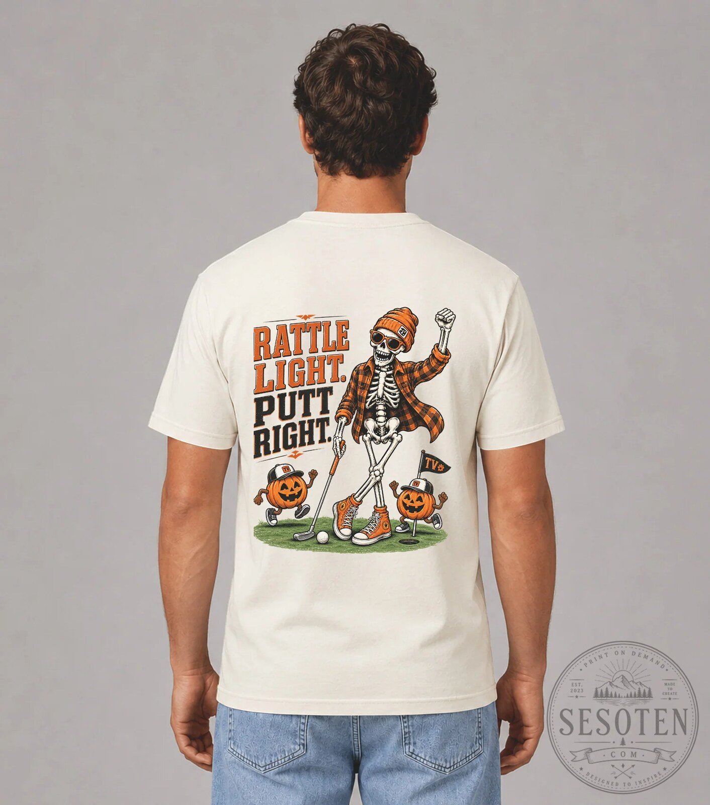 Halloween Skeleton Golfer Rattle Light Putt Right Golf T-Shirt 15 Halloween Skeleton Golfer Rattle Light Putt Right Golf T-Shirt
