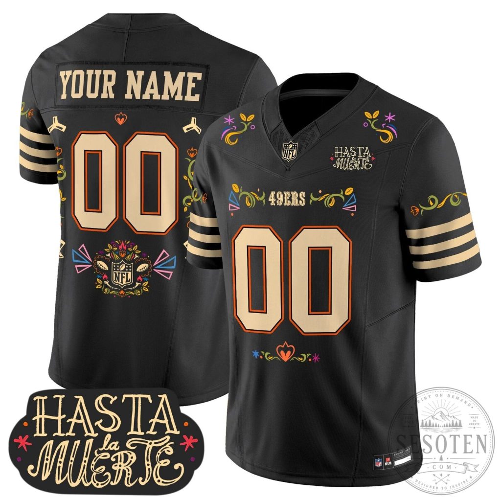 San Francisco 49ers Hasta la Muerte Edition Day of the Dead Football Jersey San Francisco 49ers Hasta la Muerte Edition Day of the Dead Football Jersey