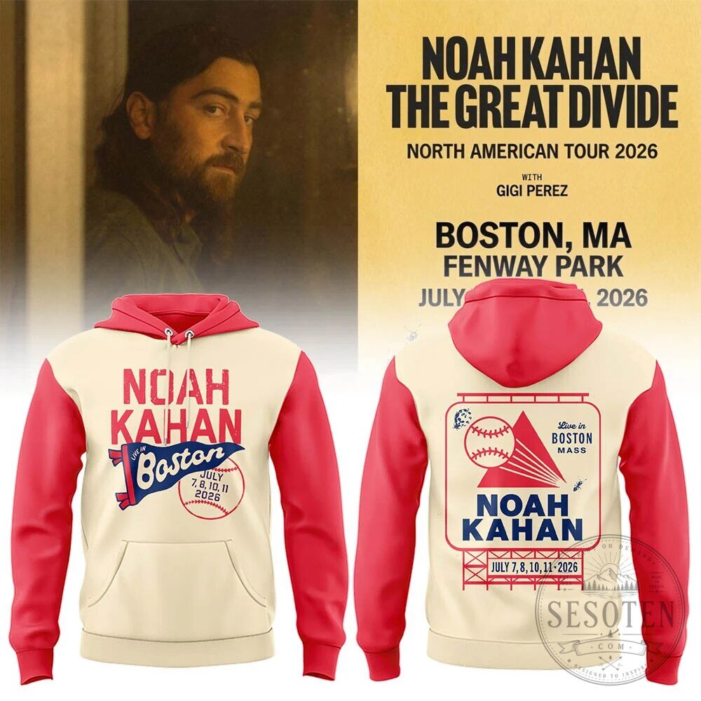 Hoodie for the 2026 Noah Kahan Great Divide Tour at Fenway Park, Boston