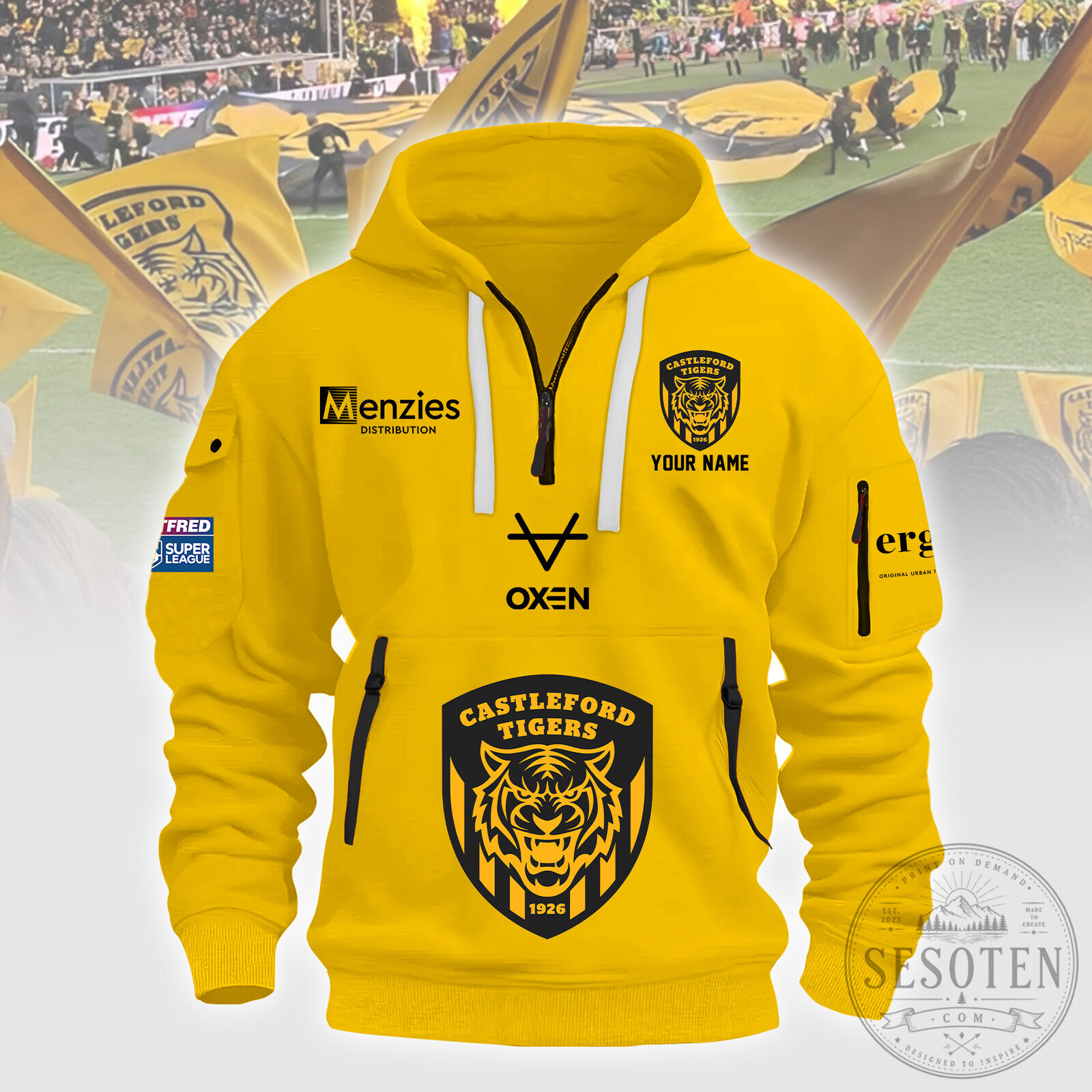 Castleford Tigers Rugby League Football Club Fan Hoodie