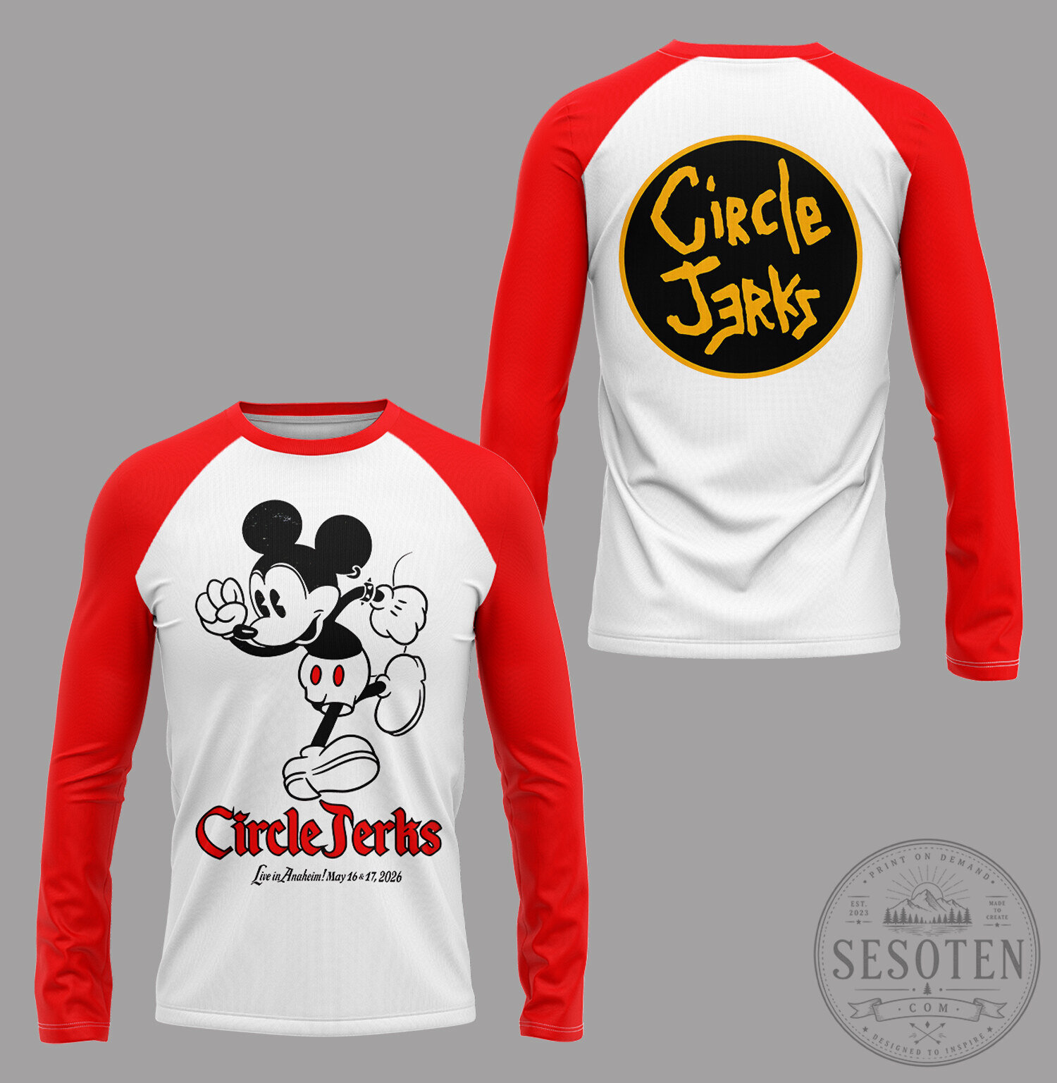 West Coast Tour 2026 Mickey Mouse Long Sleeve Shirt by Circle Jerks