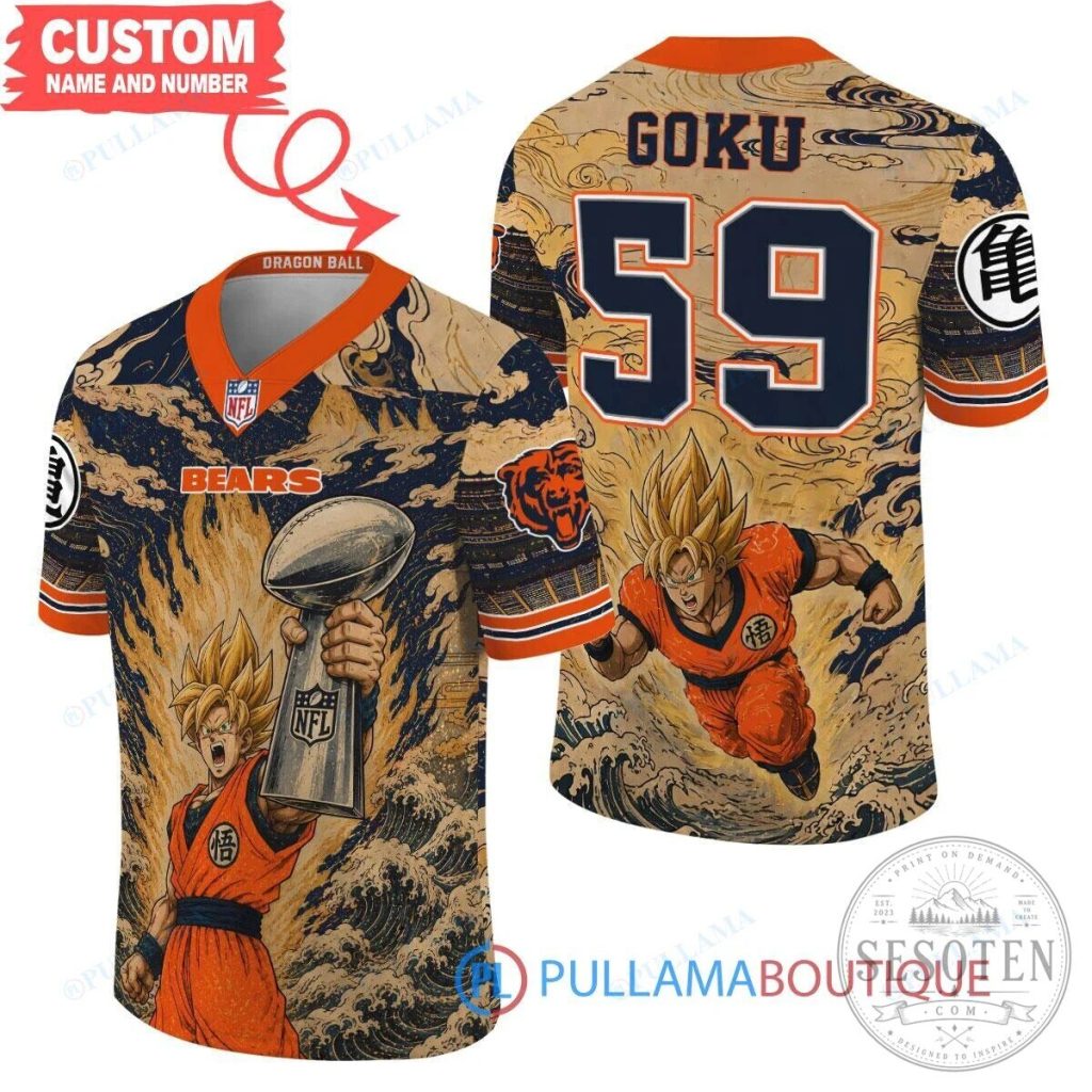 Chicago Bears Goku Dragon Ball Z Super Saiyan Football Jersey Chicago Bears Goku Dragon Ball Z Super Saiyan Football Jersey