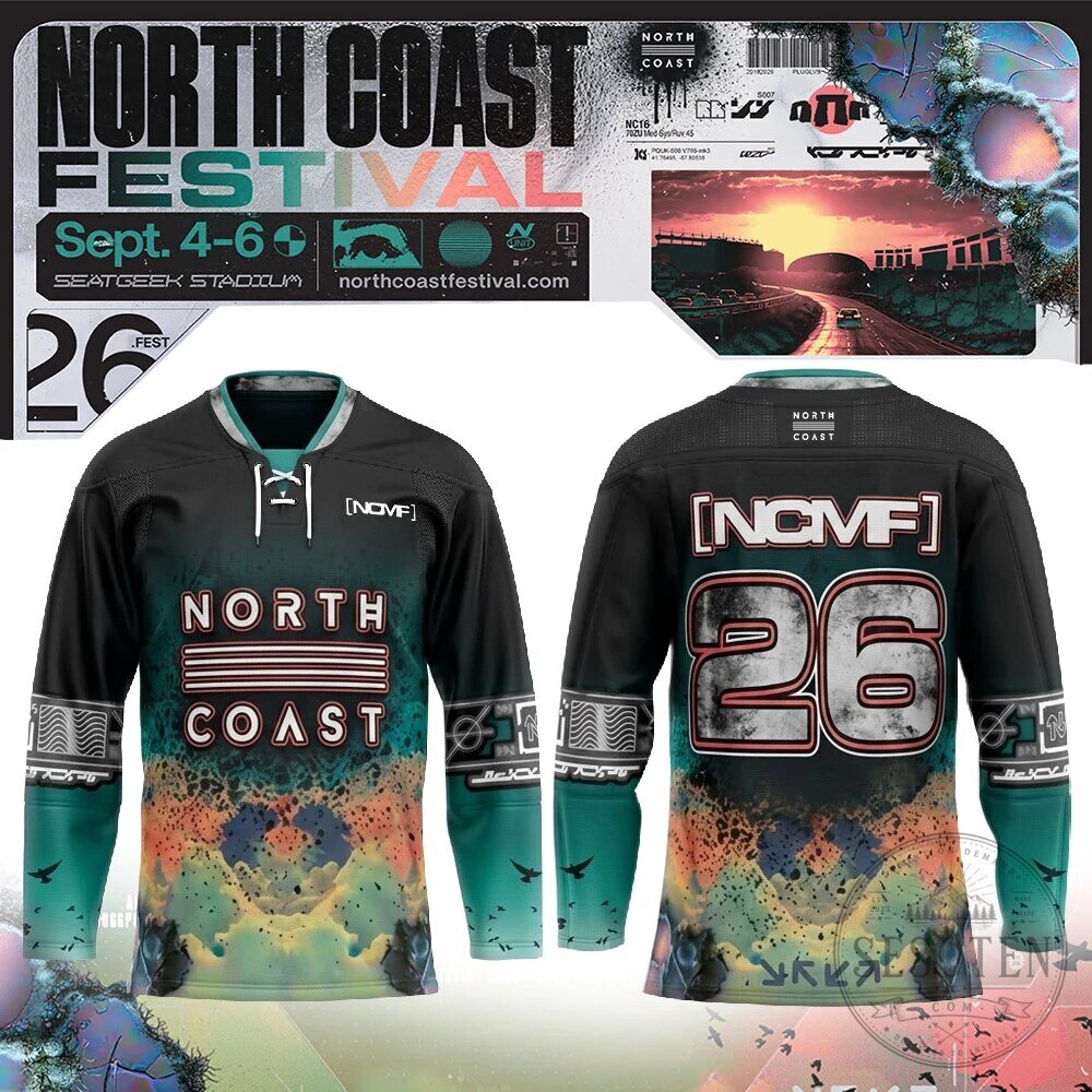 North Coast Music Festival Black and Teal Hockey Jersey