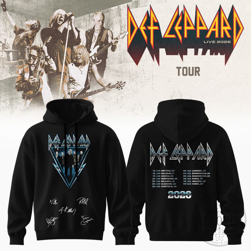 Def Leppard Live 2026 Tour Dates Concert Black Pullover Hoodie Def Leppard Live 2026 Tour Dates Concert Black Pullover Hoodie