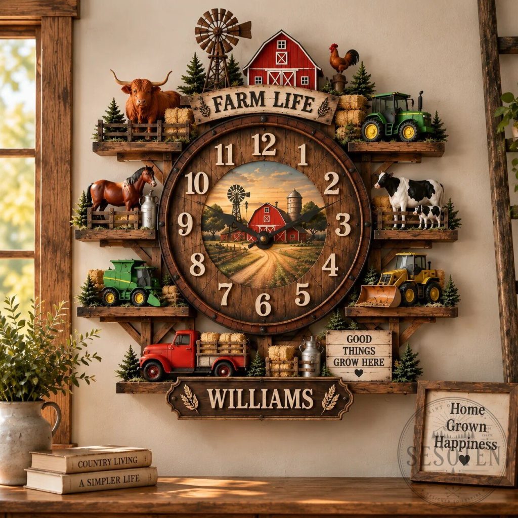 Farmers Farm Life Wall Clock, Personalized Rustic Farmhouse Decor for Home 27 Farmers Farm Life Wall Clock, Personalized Rustic Farmhouse Decor for Home