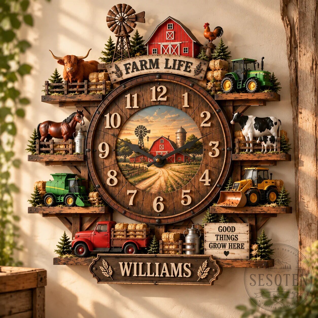 Farmers Farm Life Wall Clock, Personalized Rustic Farmhouse Decor for Home 8 Farmers Farm Life Wall Clock, Personalized Rustic Farmhouse Decor for Home