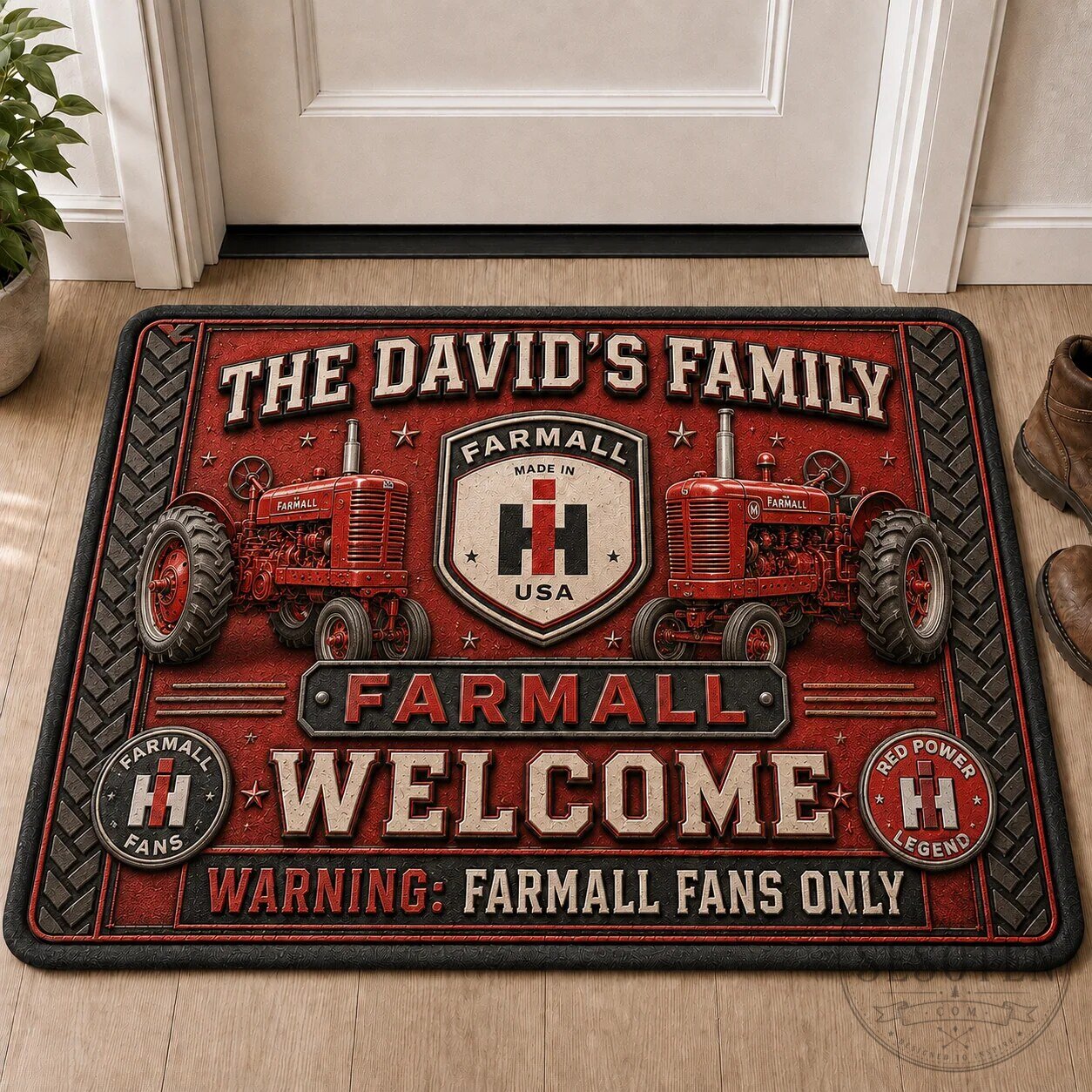 Farmall Tractor Welcome Doormat for Farmers and Farm Enthusiasts