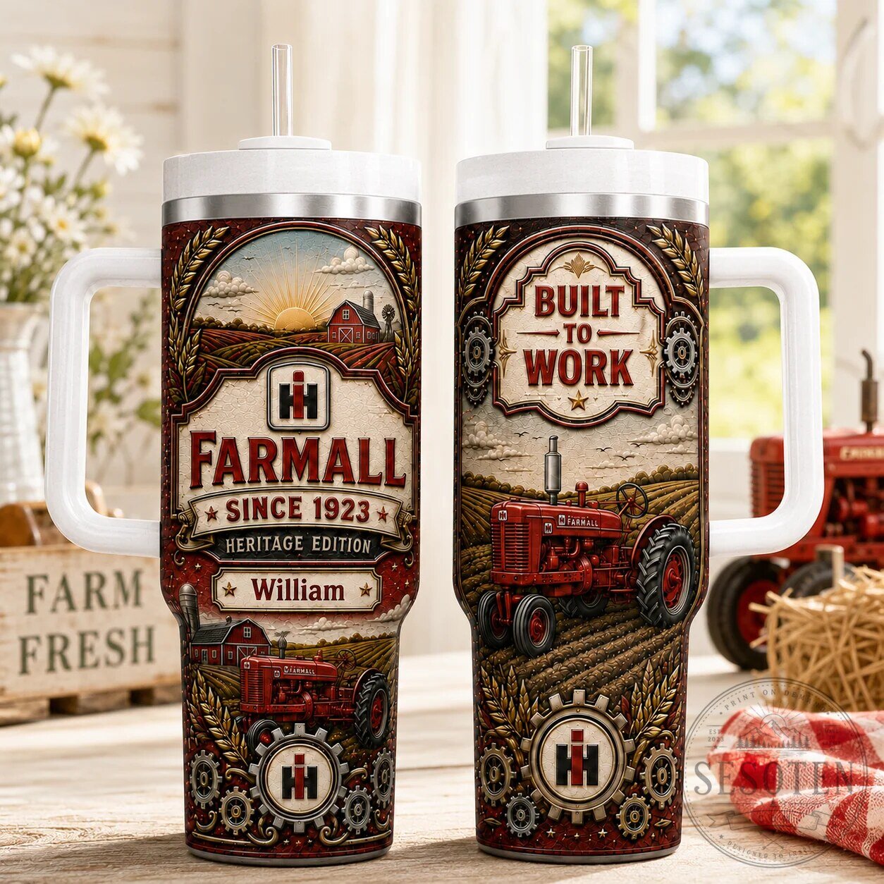 Farmers Heritage Edition Personalized Farmall Built To Work Tumbler
