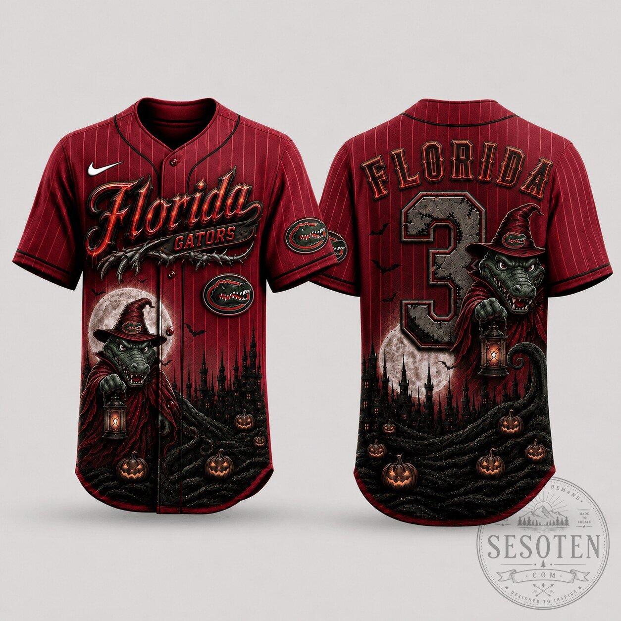 Florida Gators Halloween Baseball Jersey Spooky Mascot Personalized Shirt