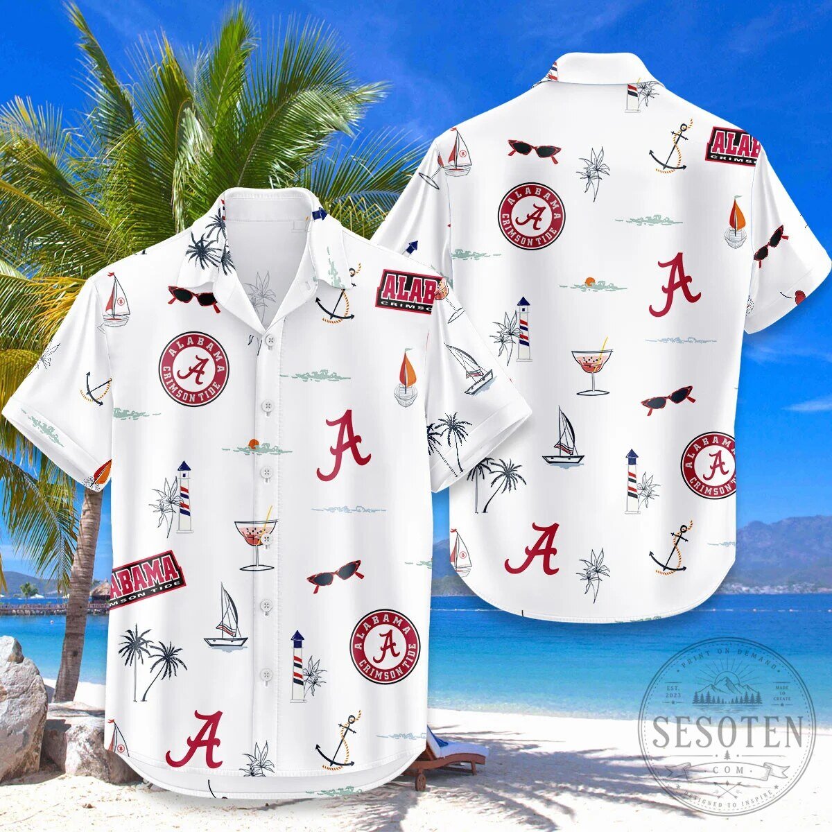 Alabama Crimson Tide Hawaiian Shirt Summer Beach Vacation Apparel