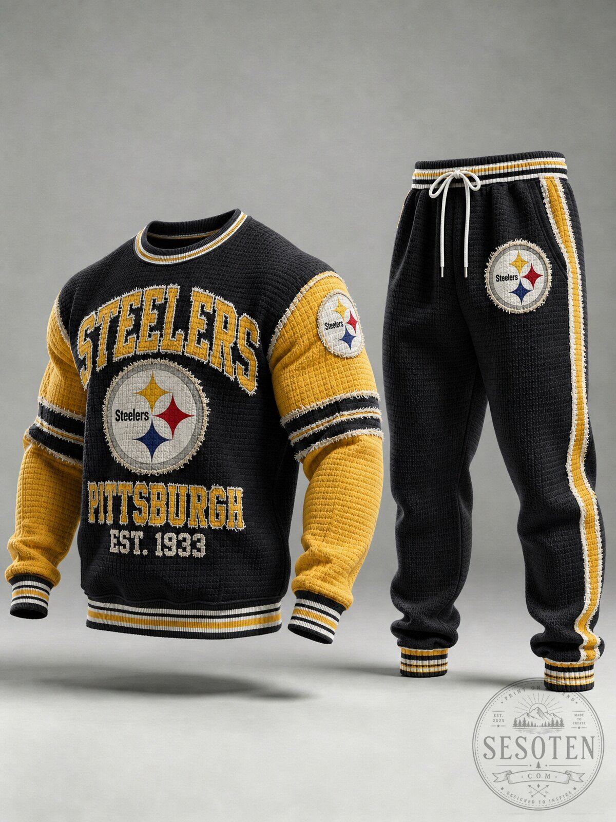 Pittsburgh Steelers Football Team Crewneck Sweatshirt and Jogger Pants Set
