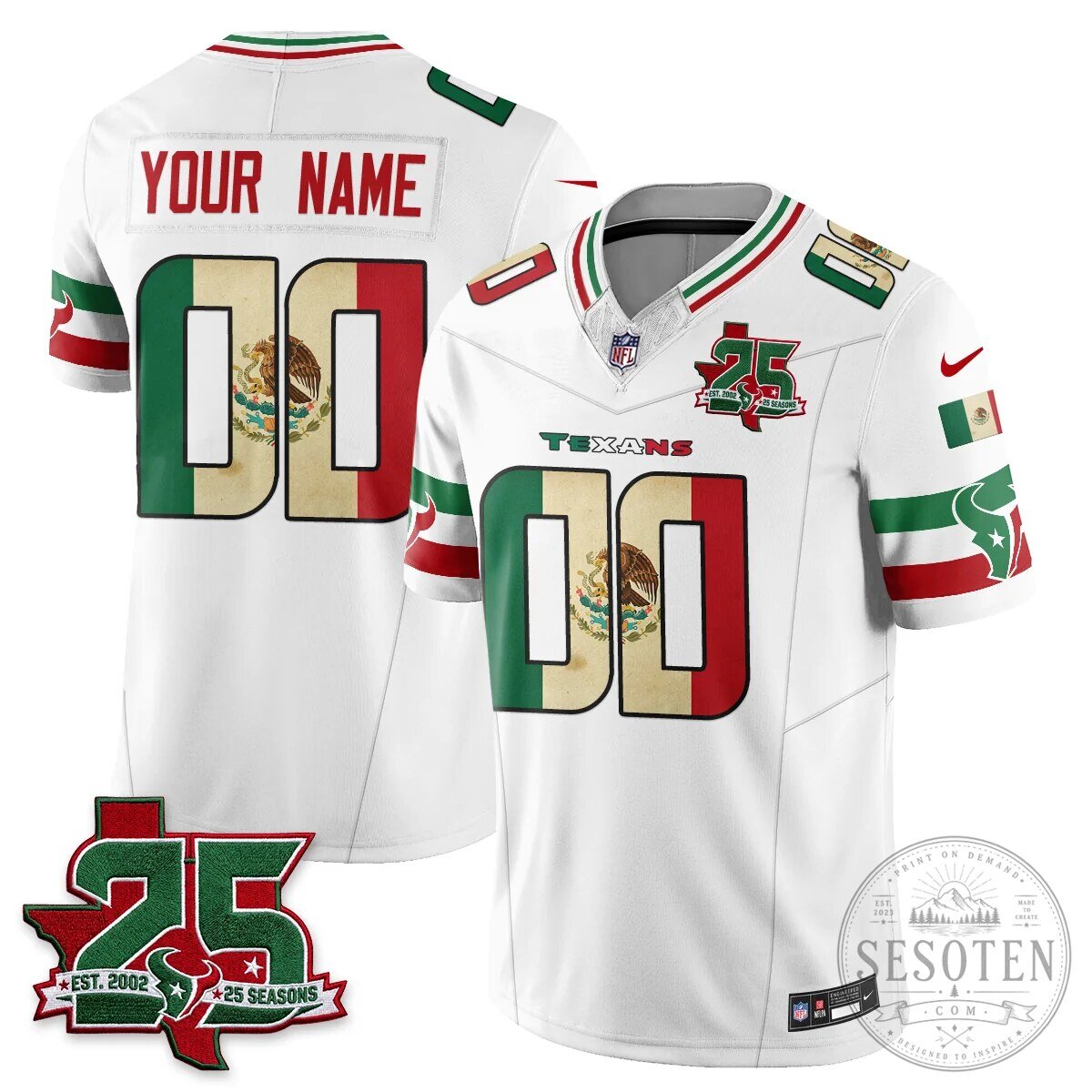 Houston Texans 25 Seasons Mexico Style Football Jersey 9 Houston Texans 25 Seasons Mexico Style Football Jersey