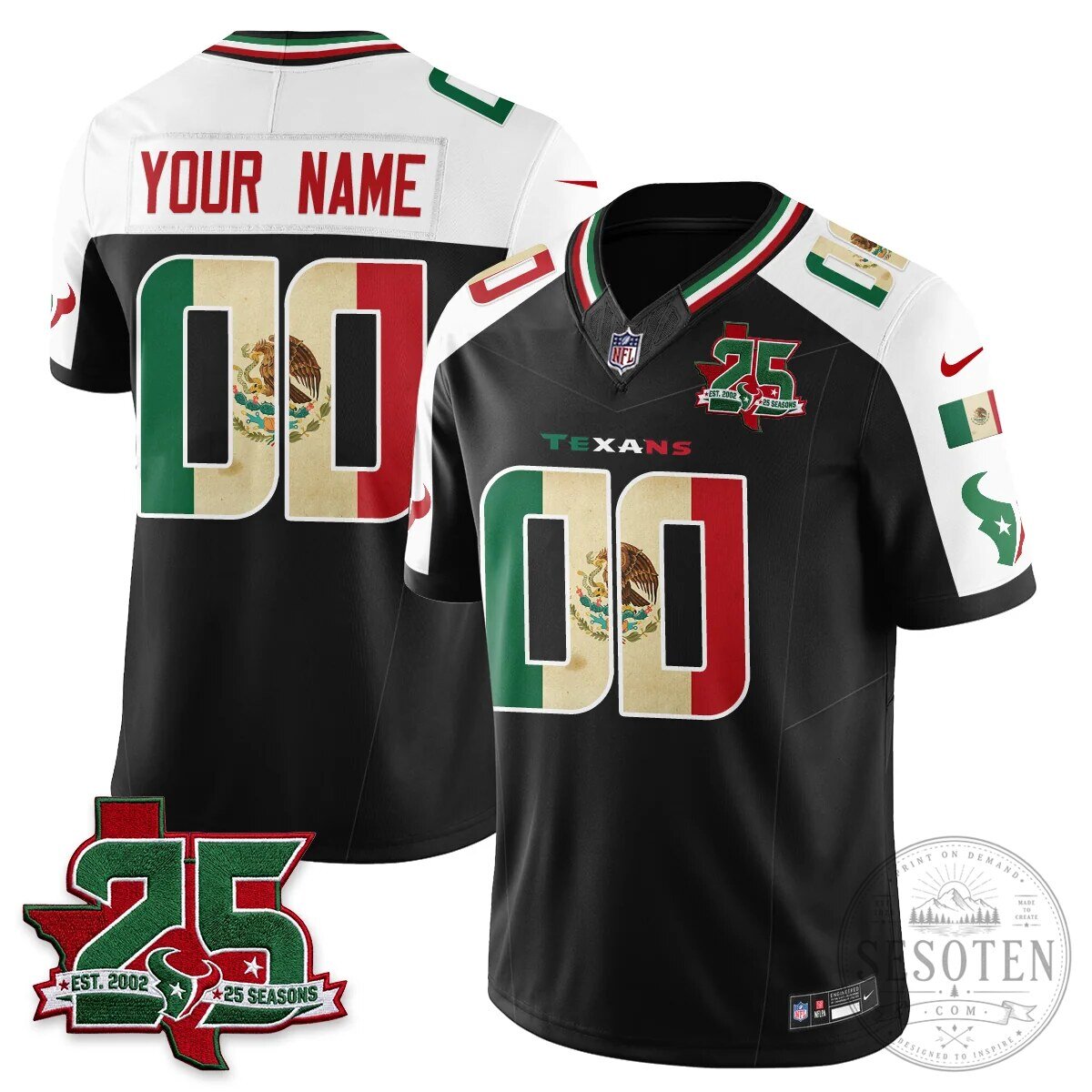 Houston Texans 25 Seasons Mexico Style Football Jersey 10 Houston Texans 25 Seasons Mexico Style Football Jersey