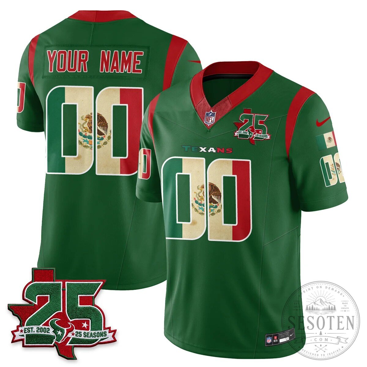 Houston Texans 25 Seasons Mexico Style Football Jersey 11 Houston Texans 25 Seasons Mexico Style Football Jersey
