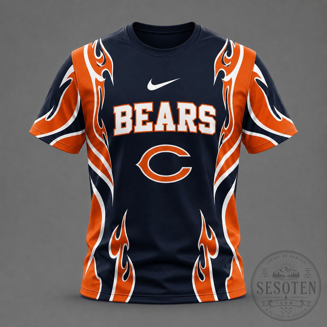 Chicago Bears Shirt Premium National Football League Tribal Flame Design