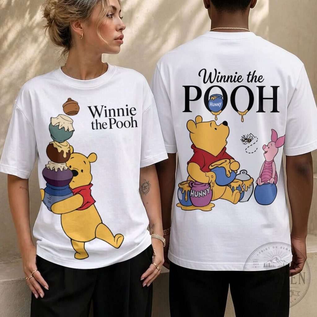 Winnie the Pooh and Piglet Hunny Pot Stacking White T-Shirt 20 Winnie the Pooh and Piglet Hunny Pot Stacking White T-Shirt