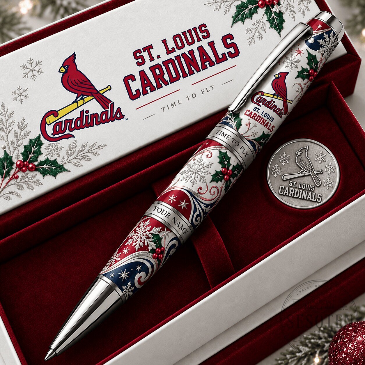 St. Louis Cardinals Christmas Ballpoint Pen Custom Engraved Gift