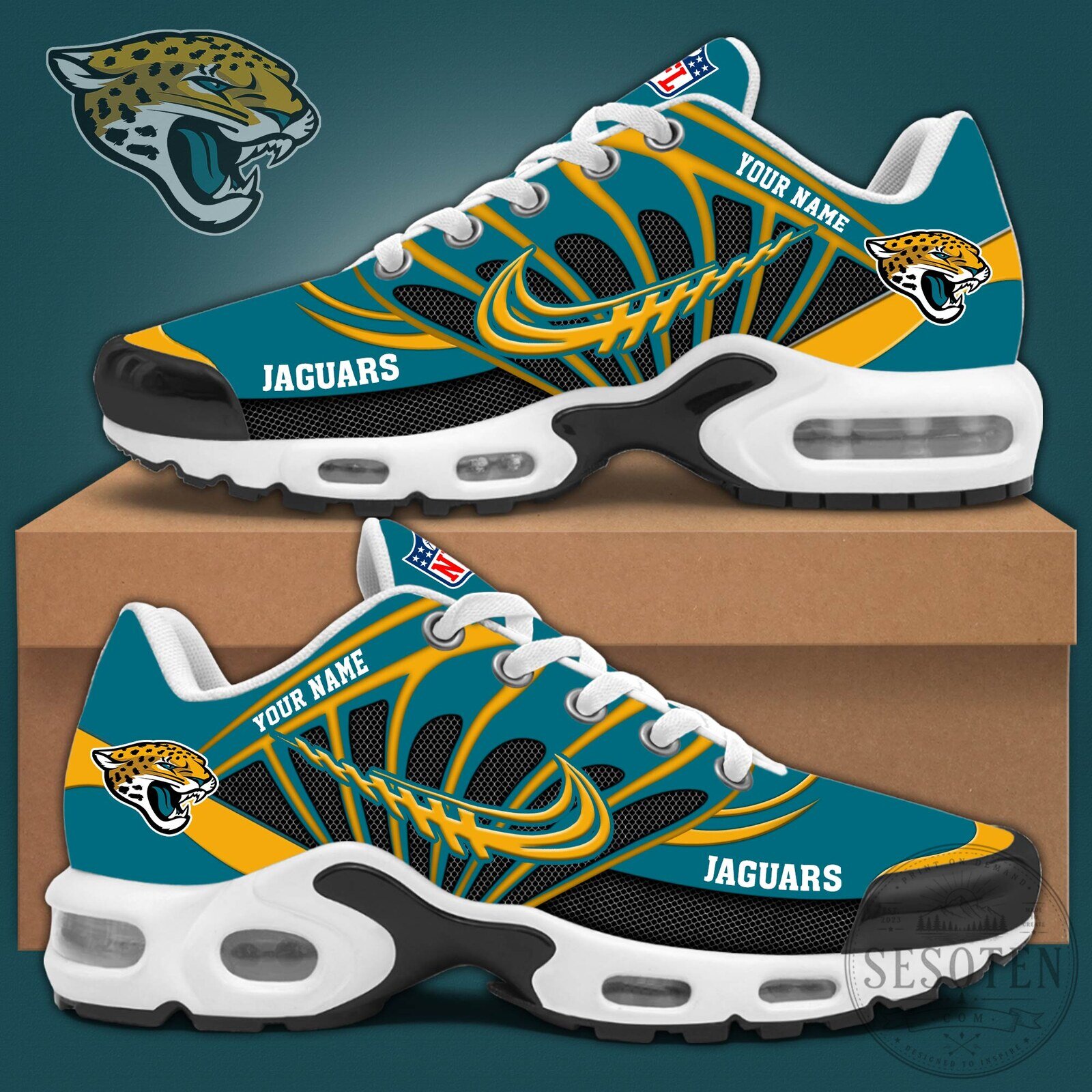 Jacksonville Jaguars Personalized Air Cushion Sneaker Shoes