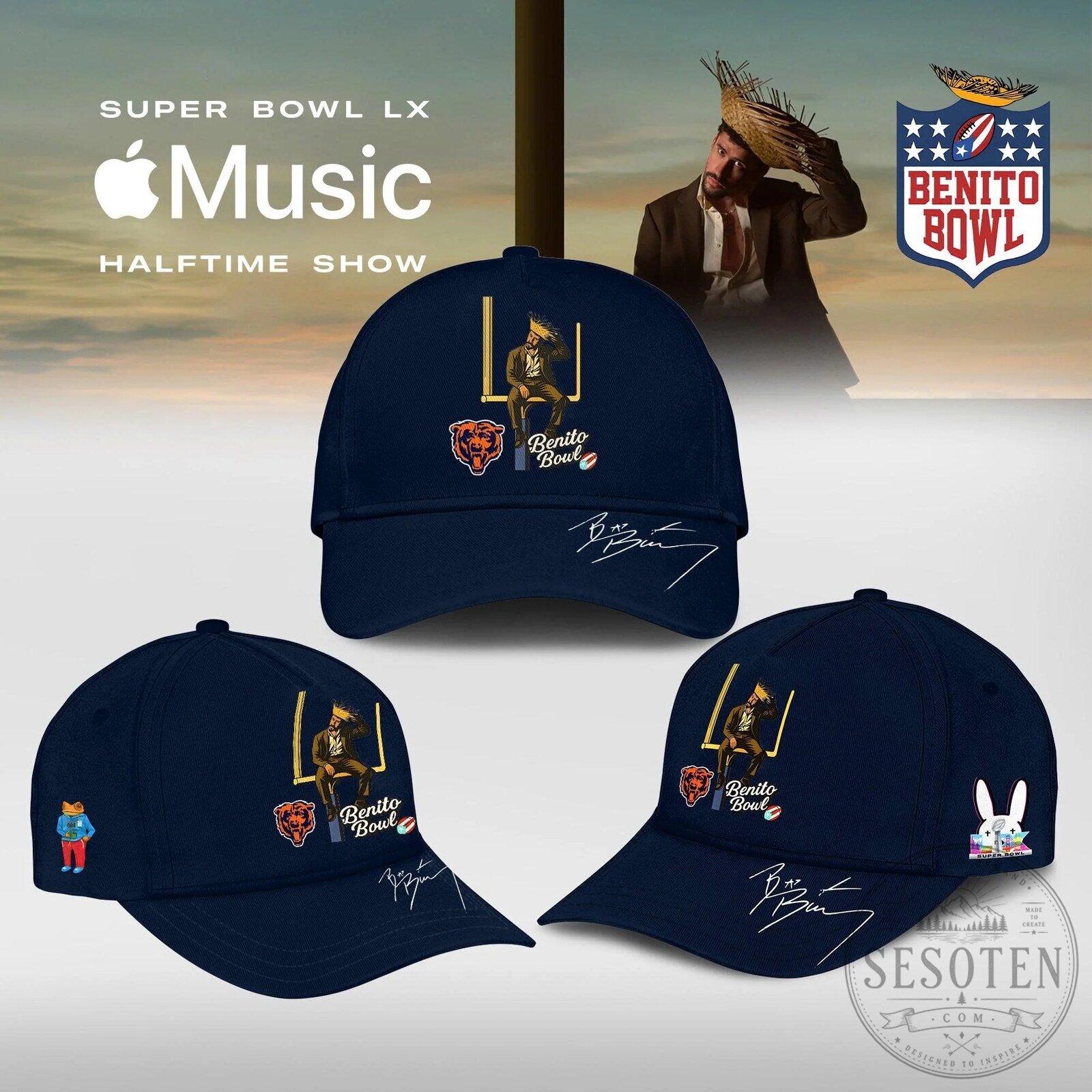 Super Bowl LX Chicago Bears Bad Bunny Halftime Show Football Jersey 7 Super Bowl LX Chicago Bears Bad Bunny Halftime Show Football Jersey
