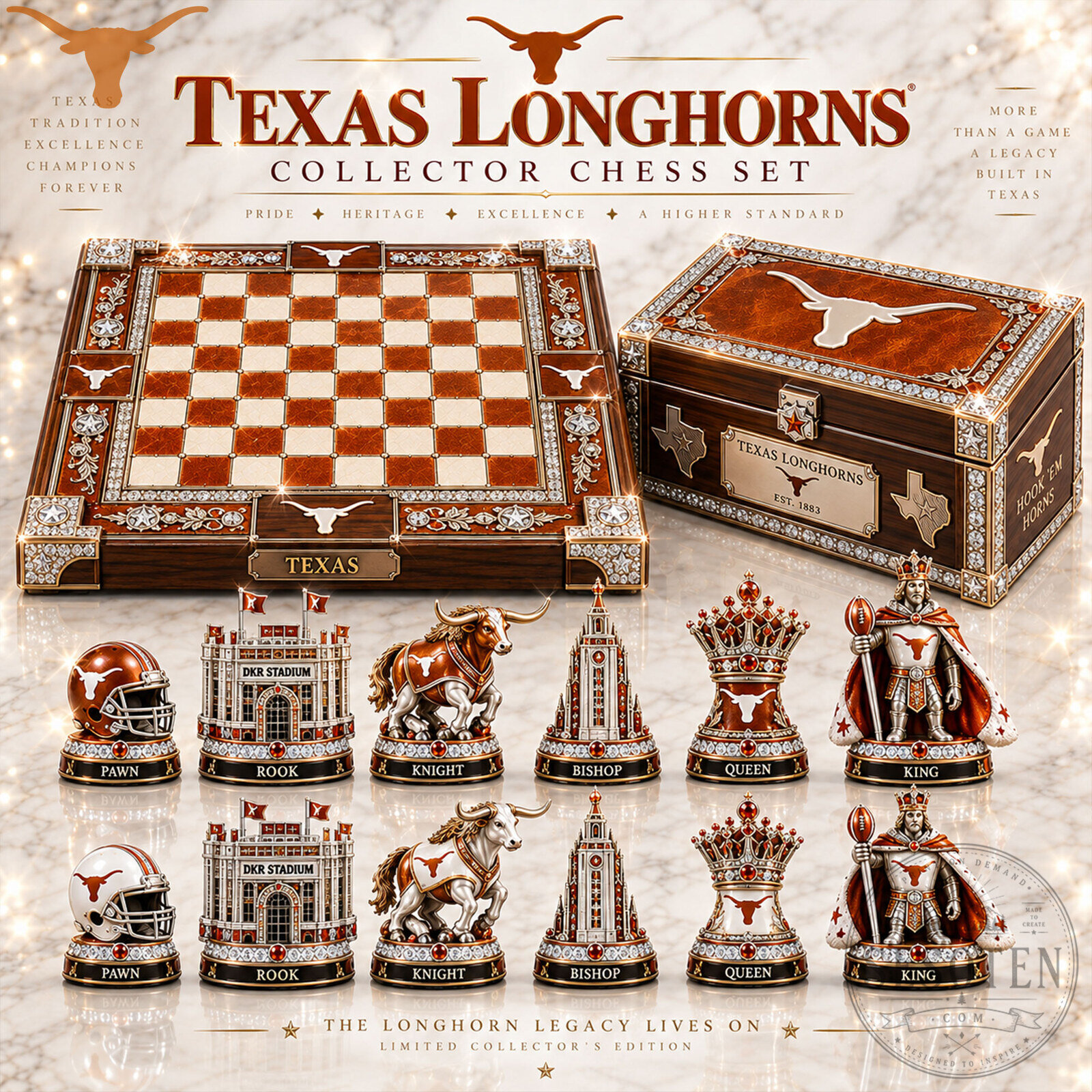 Texas Longhorns Collector's Edition Chess Set