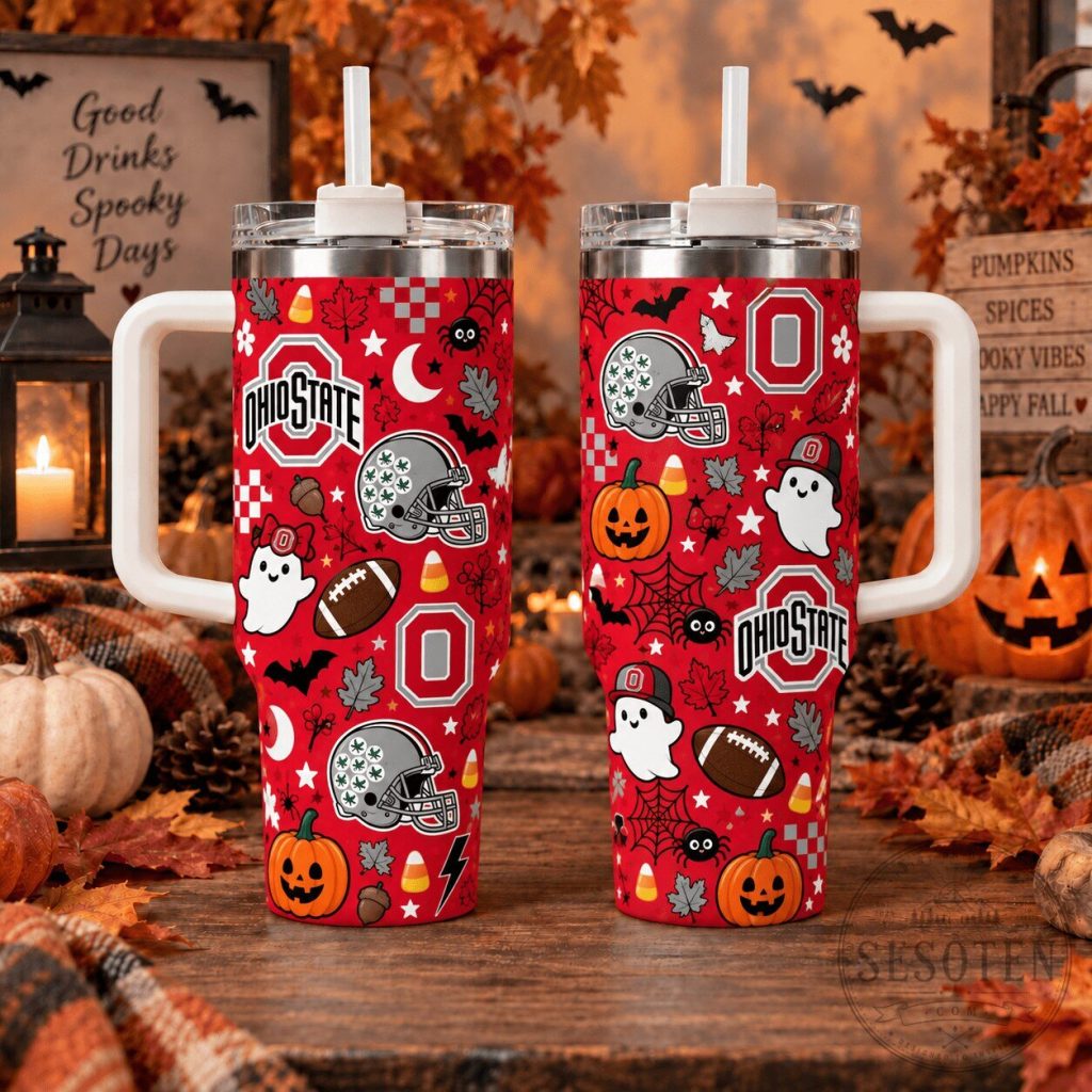 Ohio State Buckeyes Halloween 40oz Tumbler with Handle Ohio State Buckeyes Halloween 40oz Tumbler with Handle