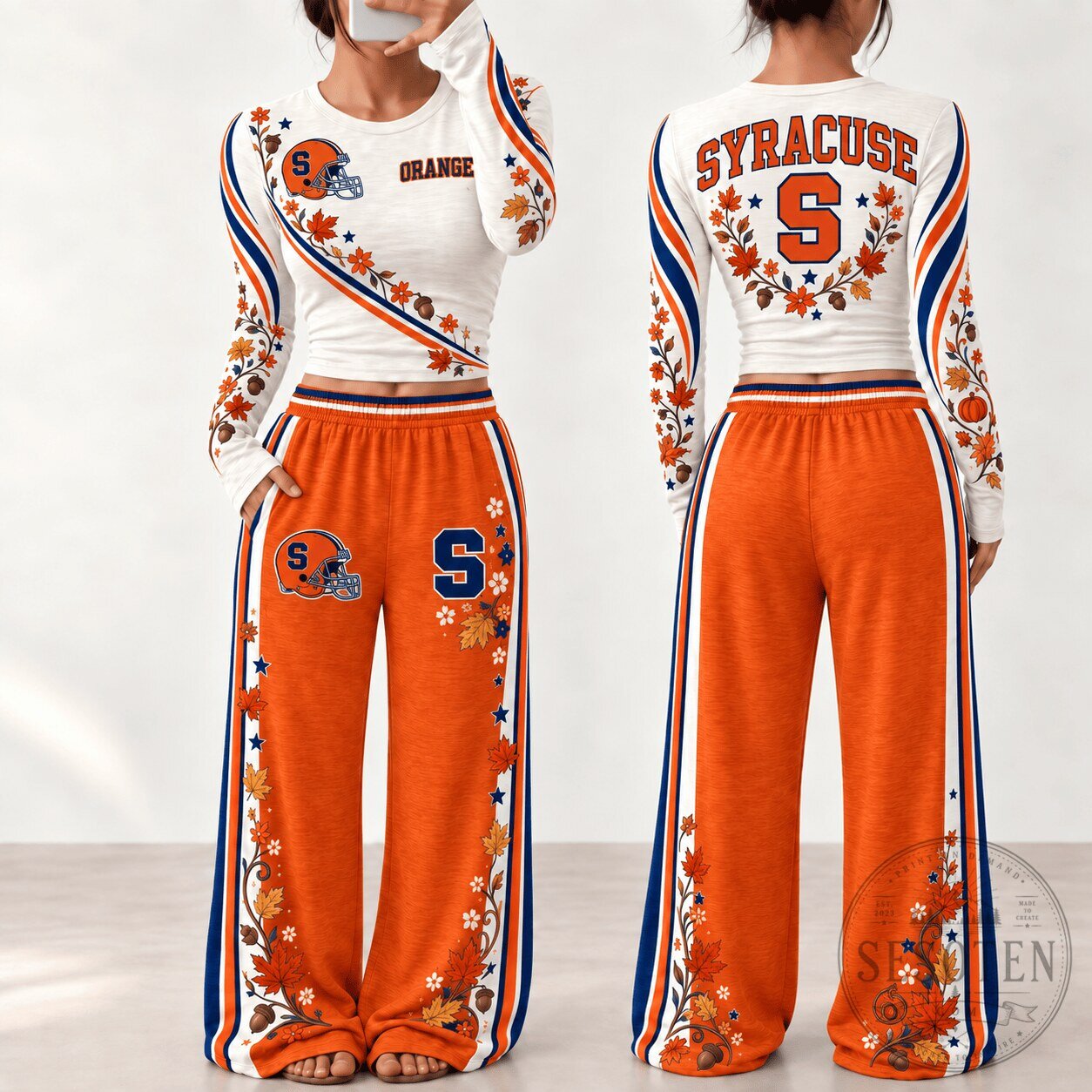Syracuse Orange Women's Fall Season Long Sleeve Shirt and Lounge Pants Set