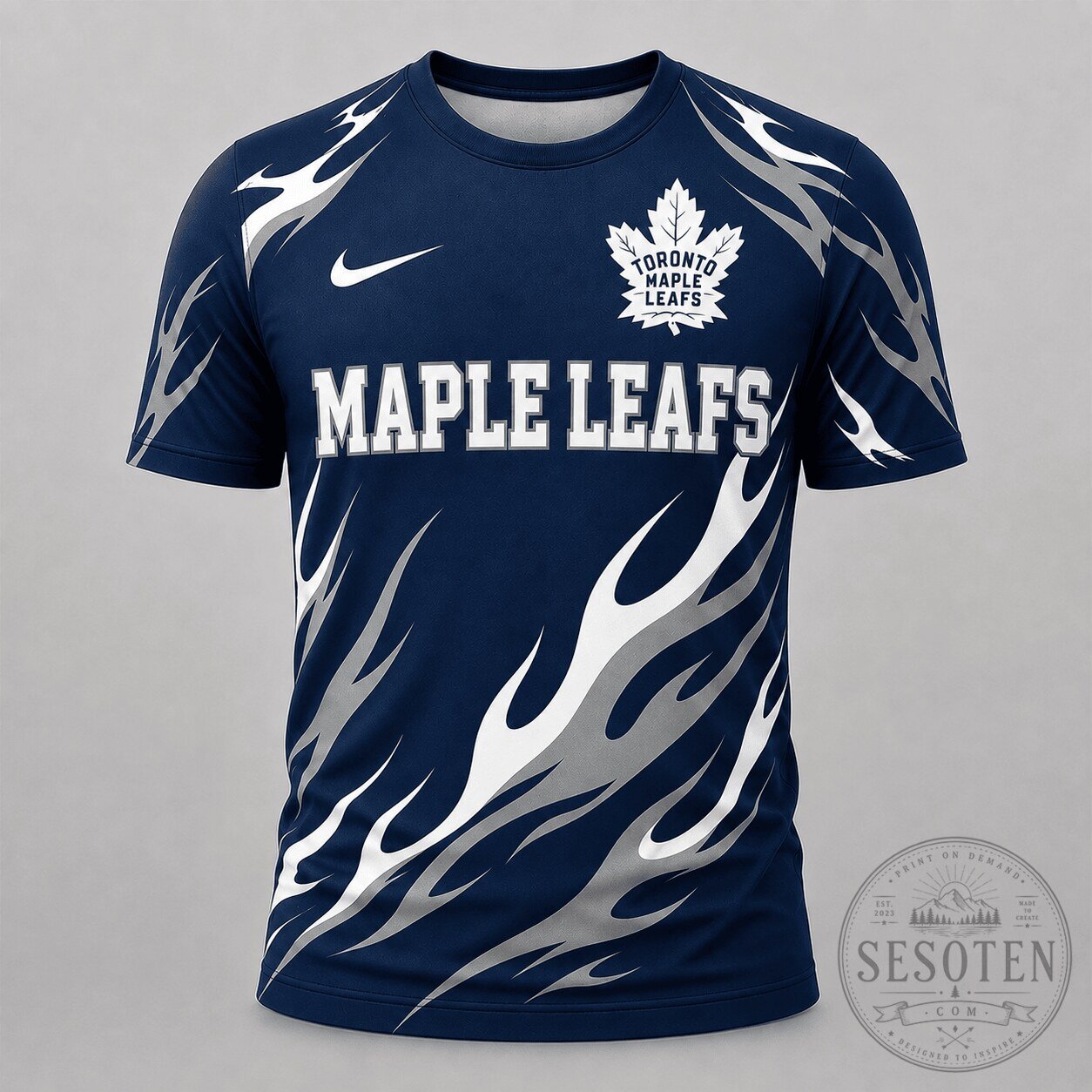 Toronto Maple Leafs NHL Fan Shirt Flame Graphic Game Day T-Shirt