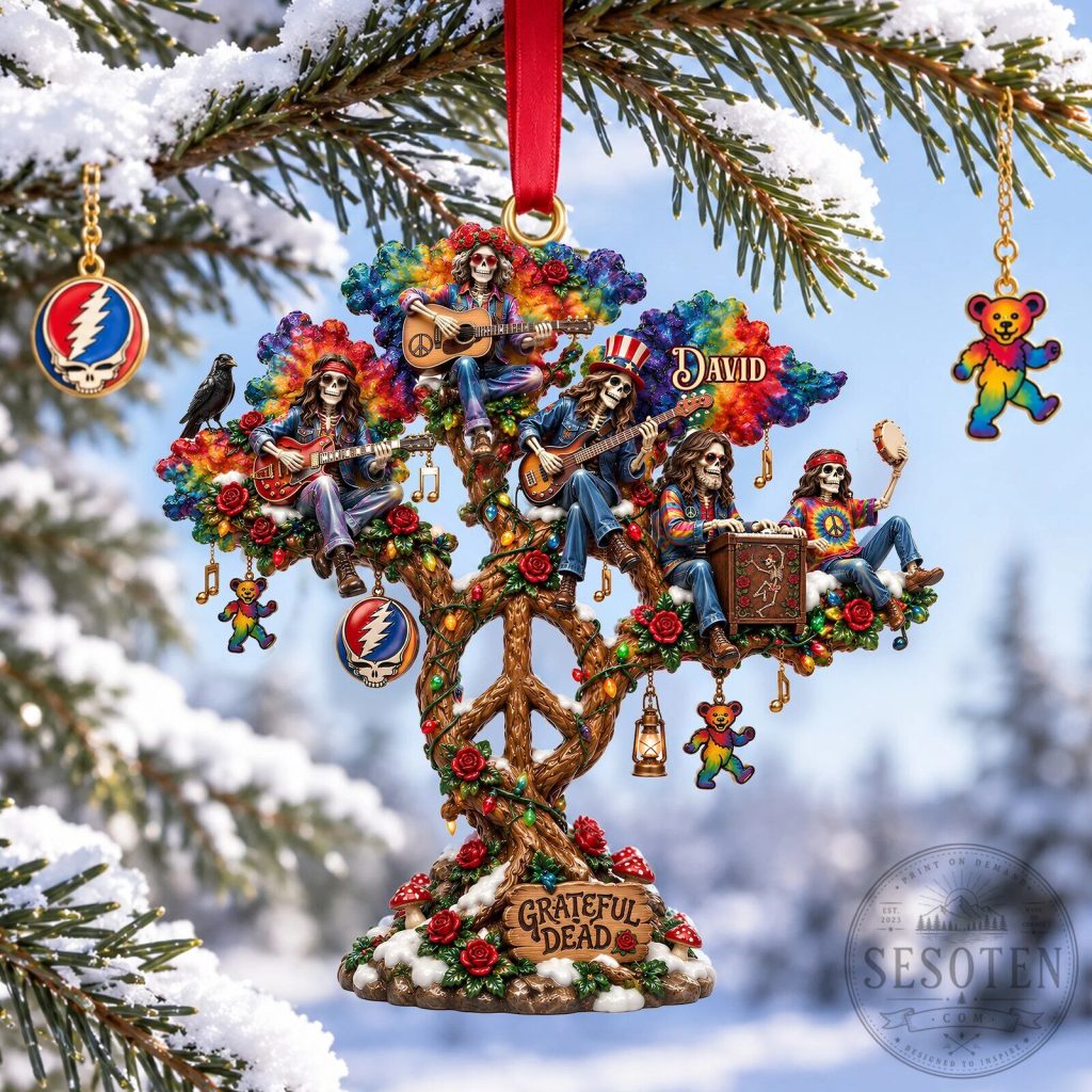Grateful Dead Peace Tree Band Christmas Ornament Personalized Music Lover Gift Grateful Dead Peace Tree Band Christmas Ornament Personalized Music Lover Gift