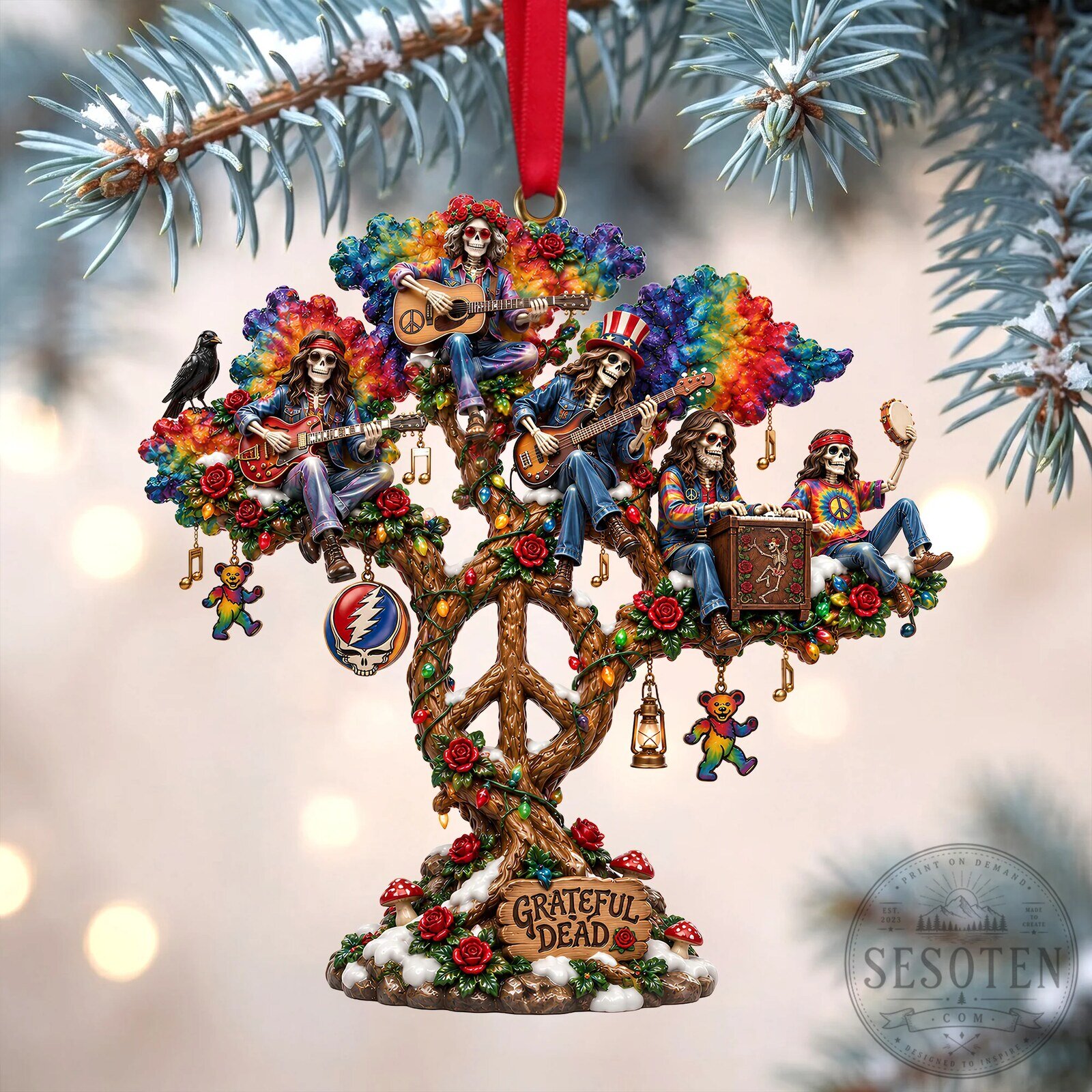 Grateful Dead Peace Tree Band Christmas Ornament Personalized Music Lover Gift 7 Grateful Dead Peace Tree Band Christmas Ornament Personalized Music Lover Gift