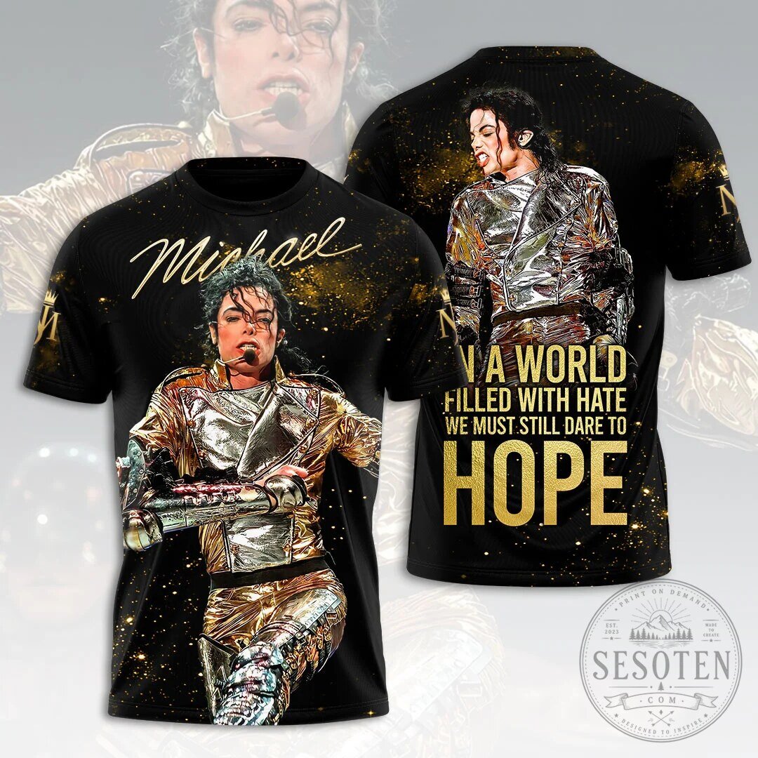 Black Graphic Tee Featuring Michael Jackson's Hope Quote - King of Pop