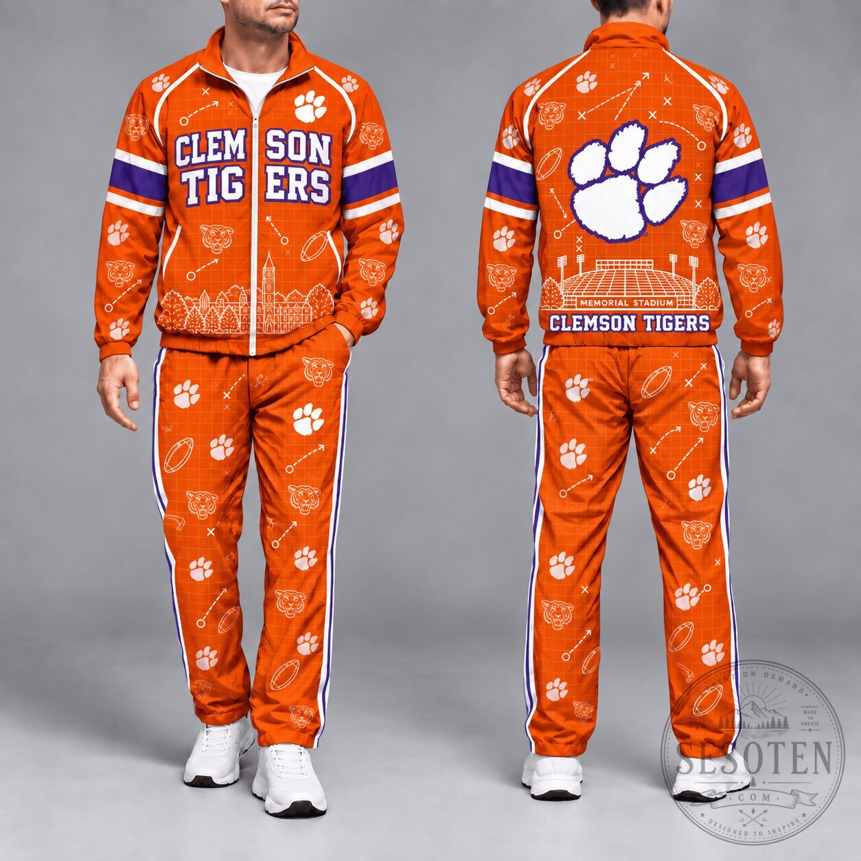 Clemson Tigers Memorial Stadium Game Day Tracksuit Set for Men