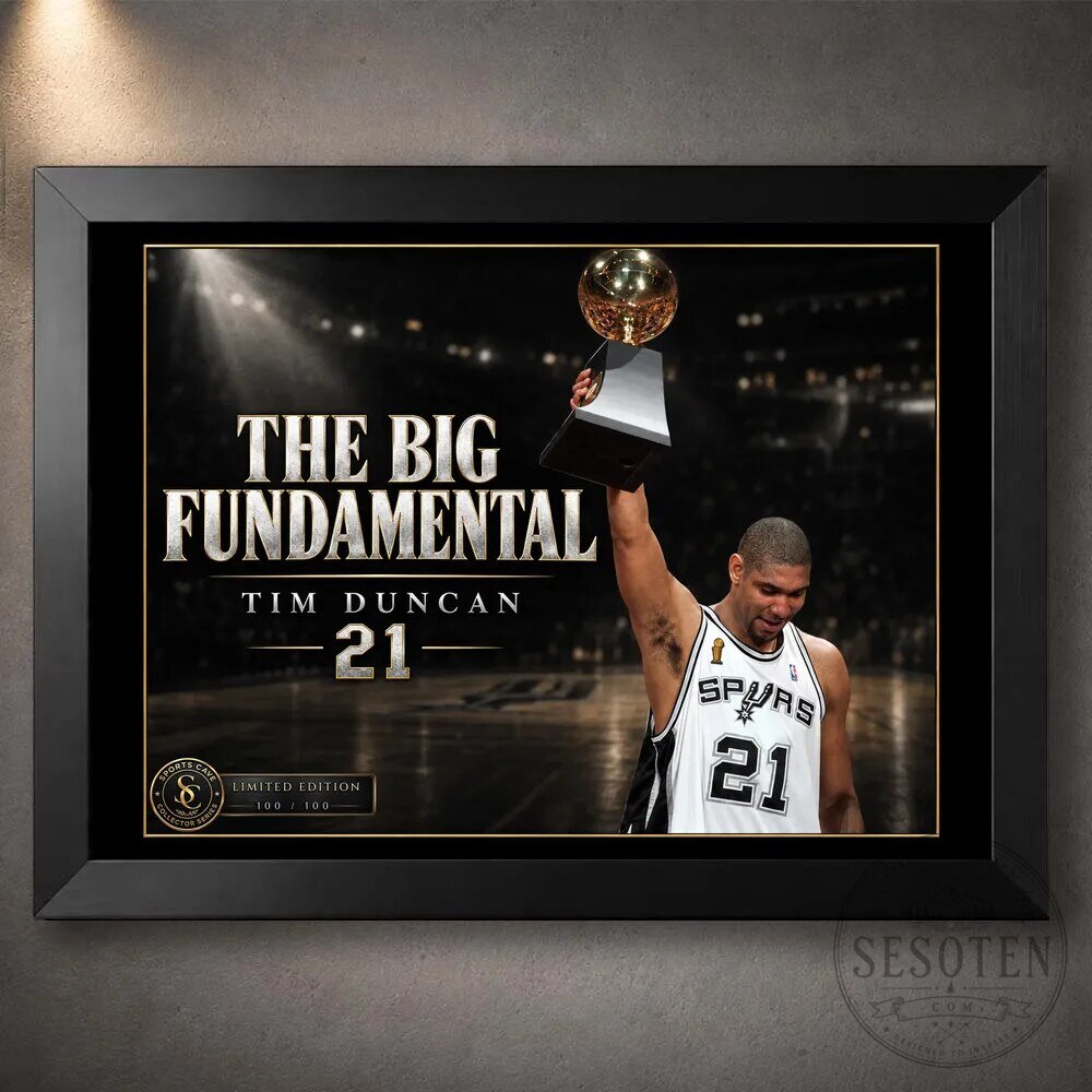 Tim Duncan The Big Fundamental NBA Basketball Player Framed Wall Art Poster 2 Tim Duncan The Big Fundamental NBA Basketball Player Framed Wall Art Poster