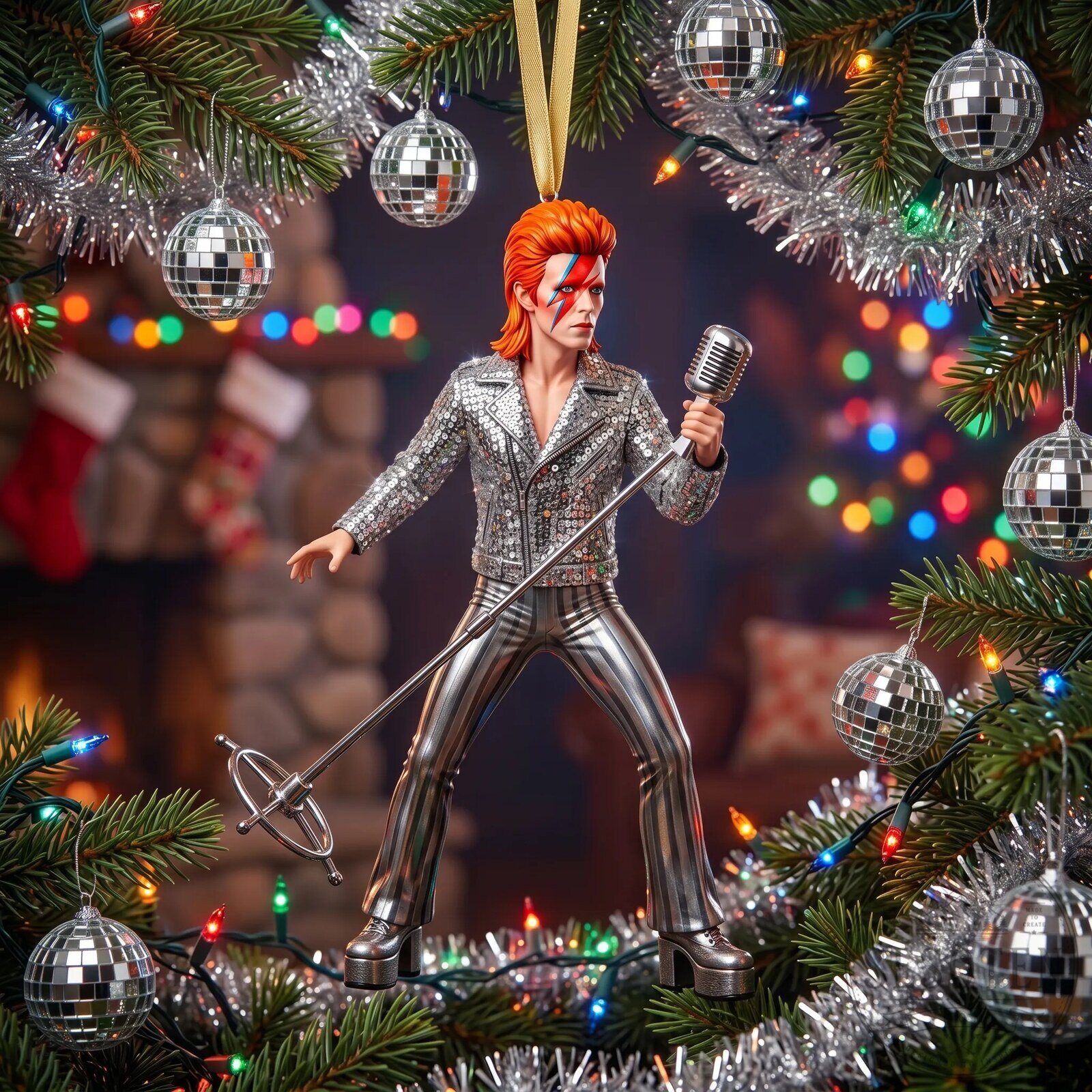 Ziggy Stardust Christmas Tree Ornament by David Bowie
